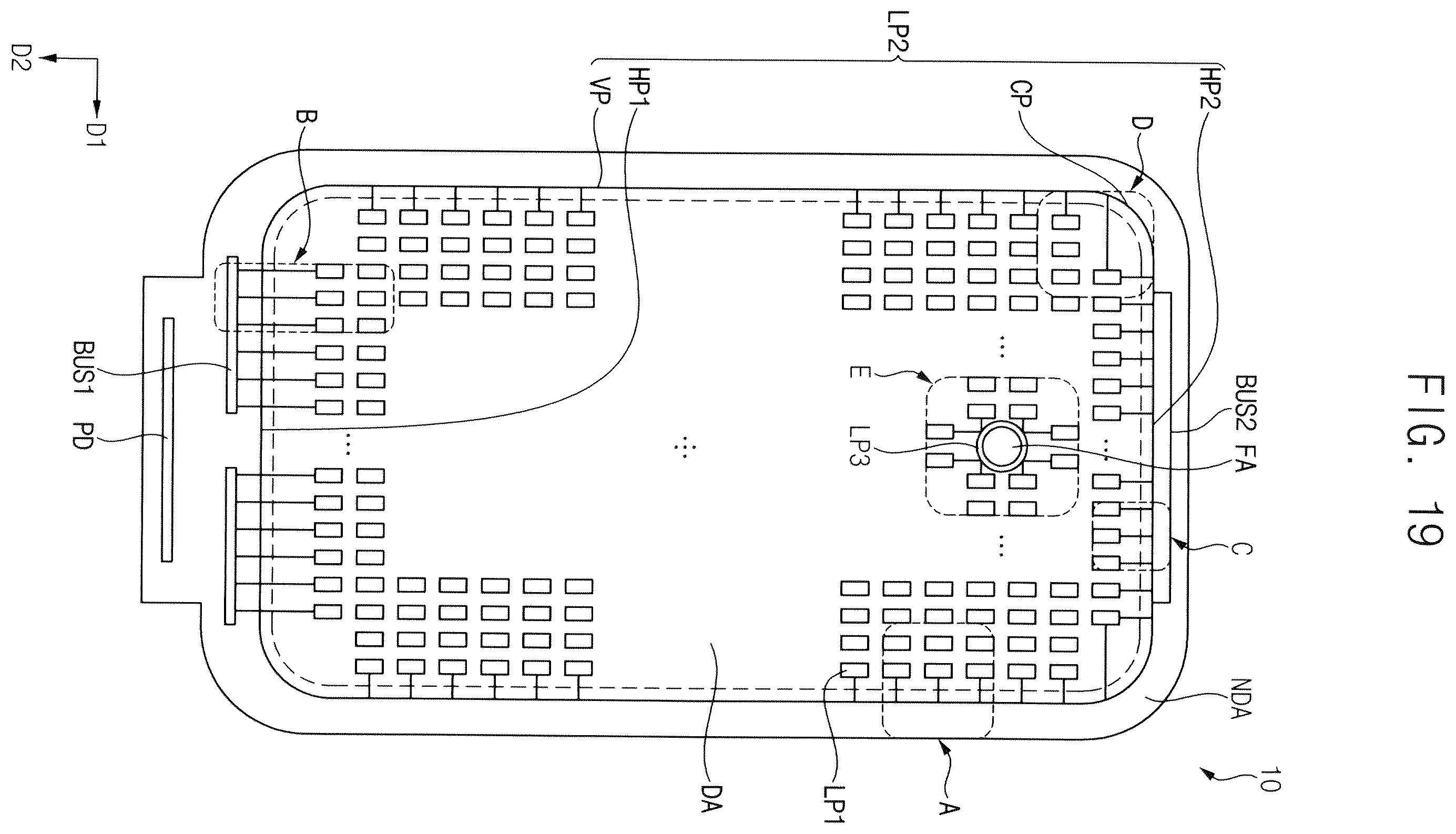 Patent US12610700 Figure 19 – Display device including lower pattern