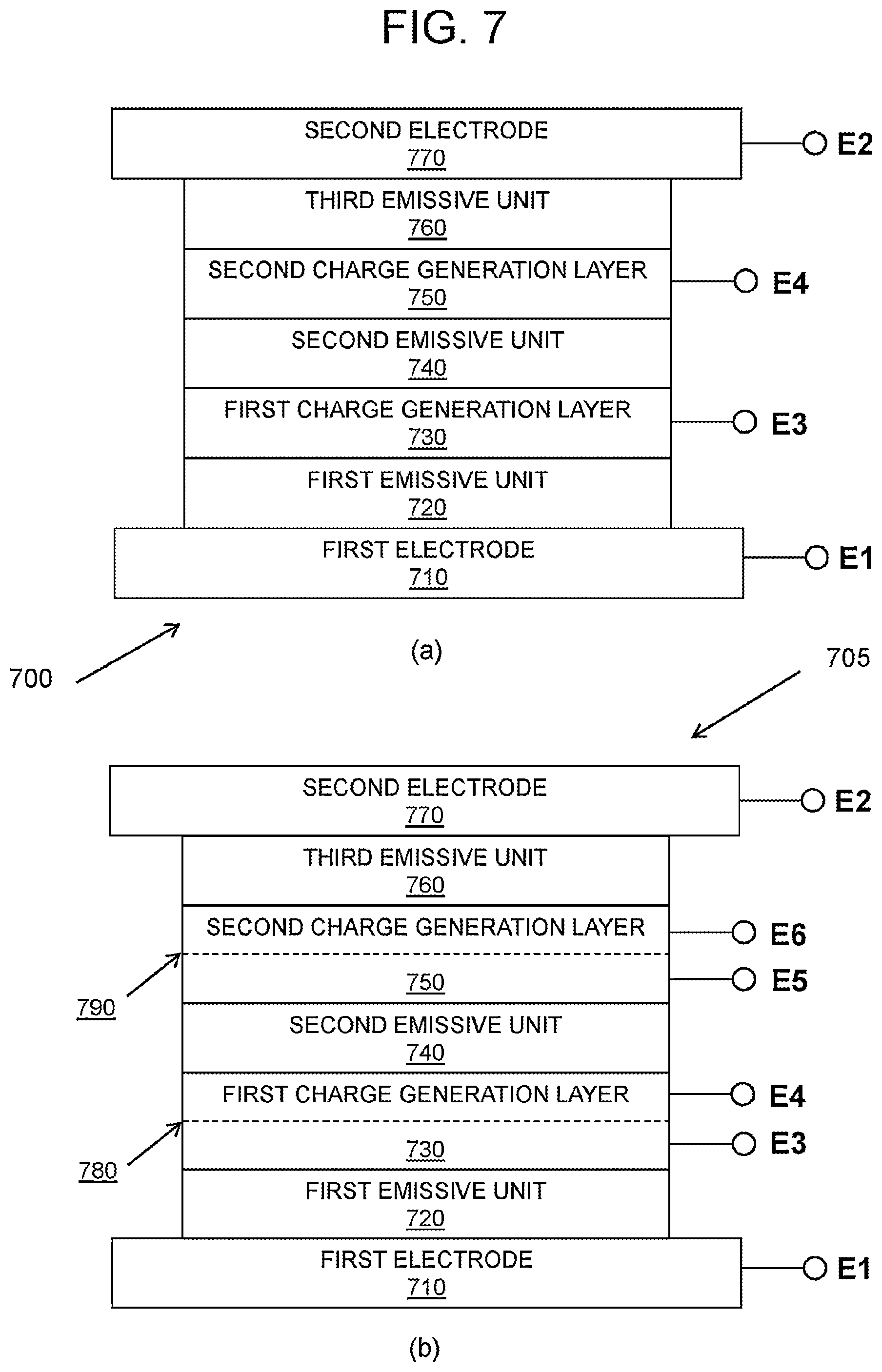 Patent US12610708 Figure 7 – Light emitting device architectures