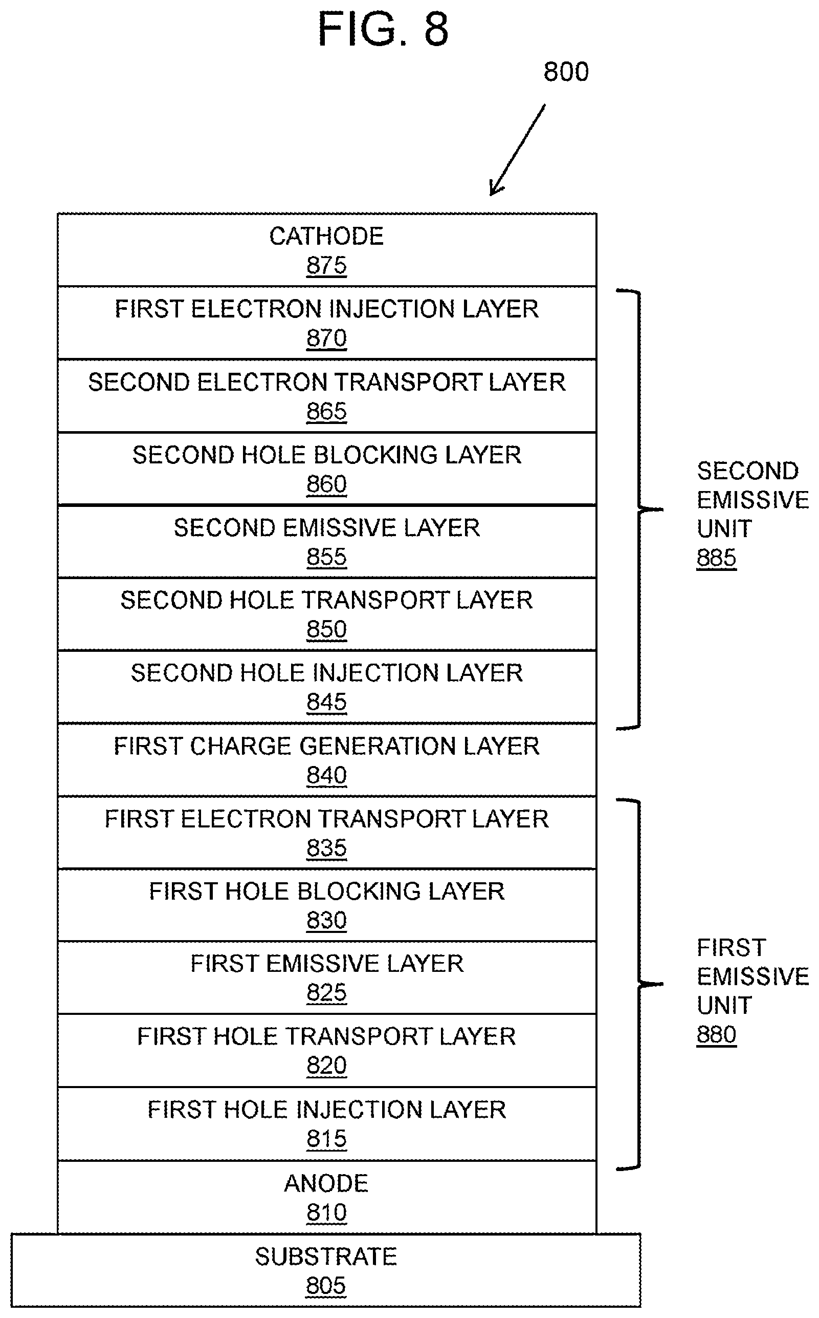 Patent US12610708 Figure 8 – Light emitting device architectures