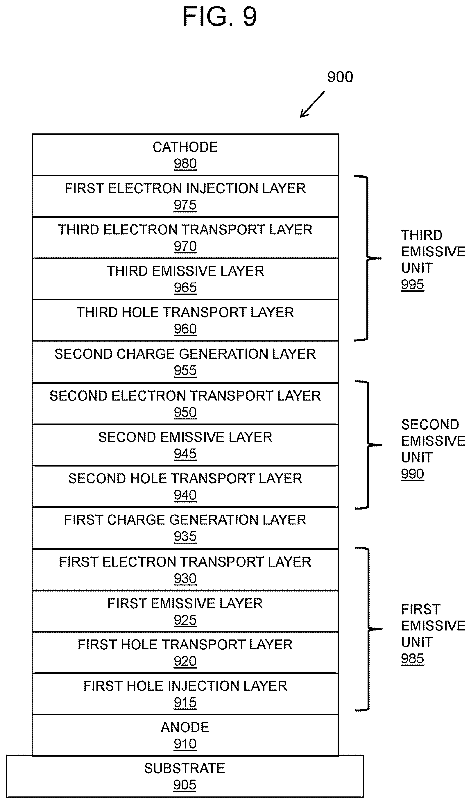 Patent US12610708 Figure 9 – Light emitting device architectures