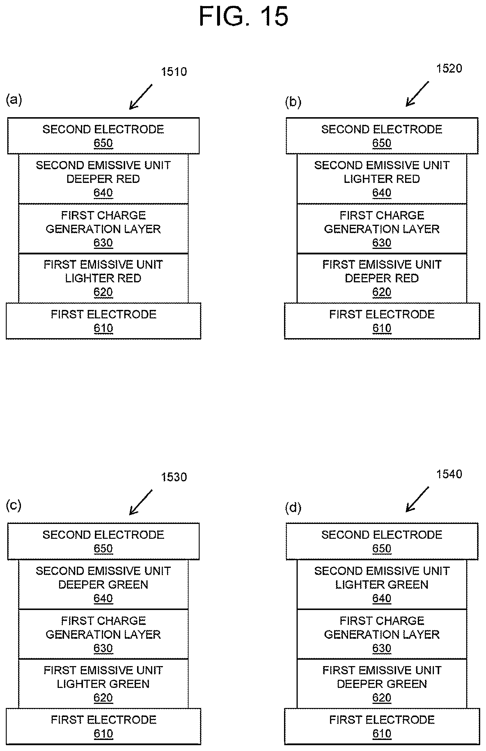 Patent US12610708 Figure 15 – Light emitting device architectures