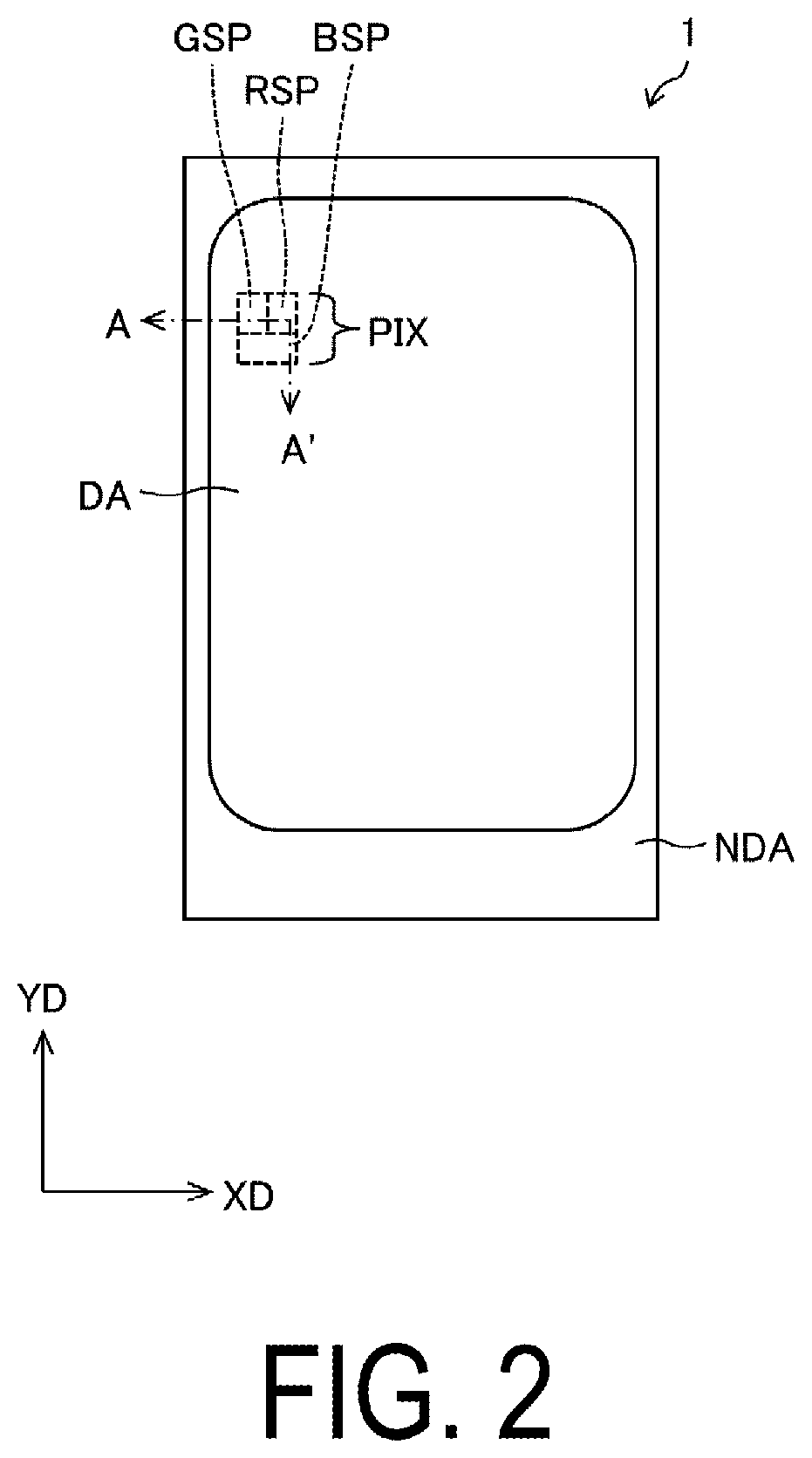 Patent US12610715 Figure 2 – Display device, display panel, and method for producing display device