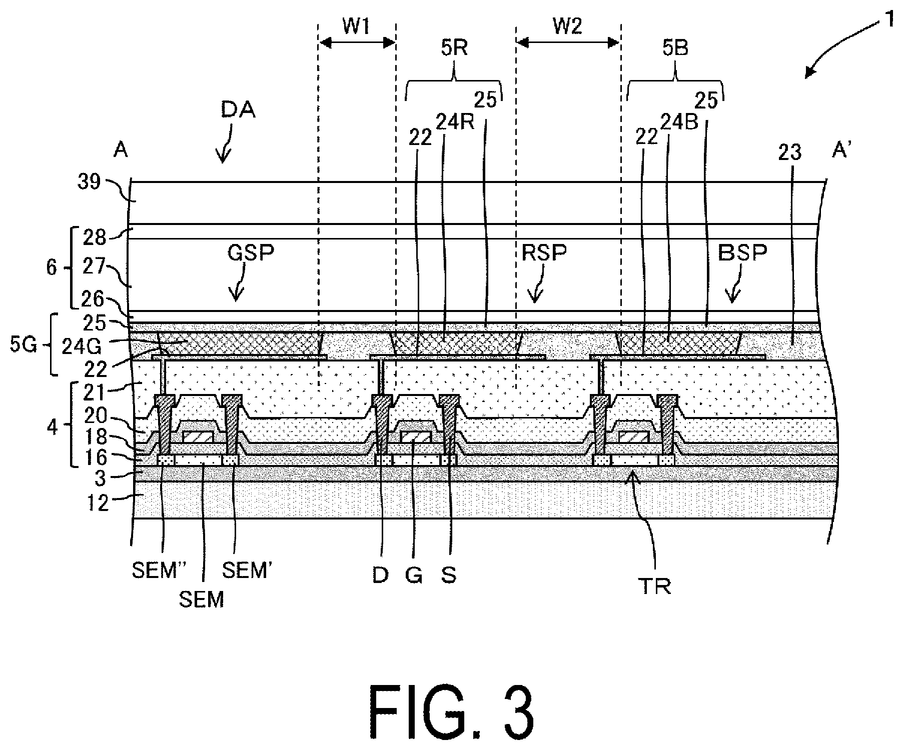 Patent US12610715 Figure 3 – Display device, display panel, and method for producing display device