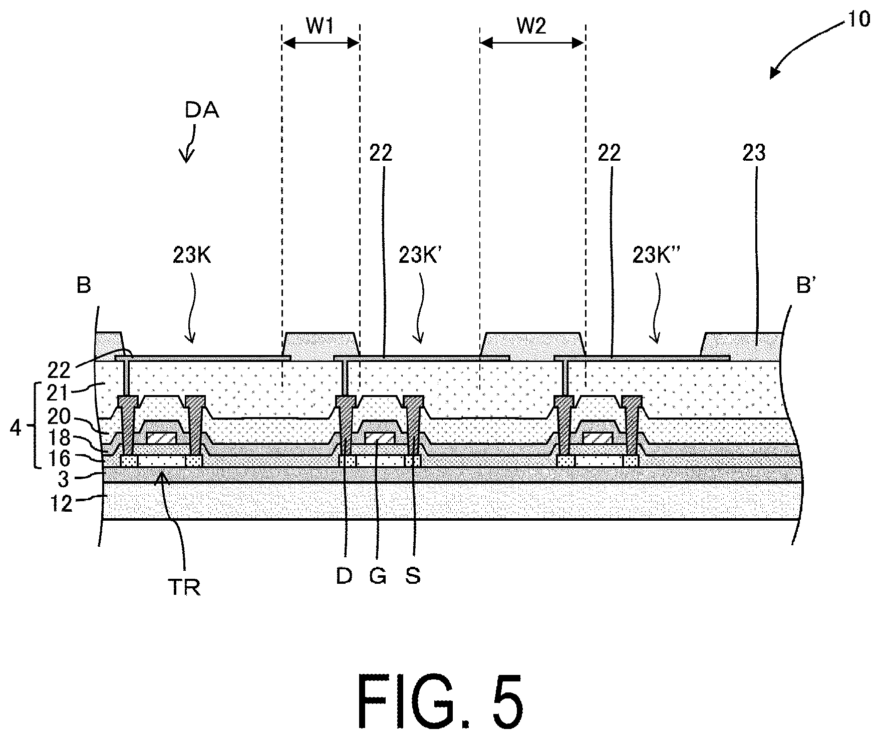 Patent US12610715 Figure 5 – Display device, display panel, and method for producing display device