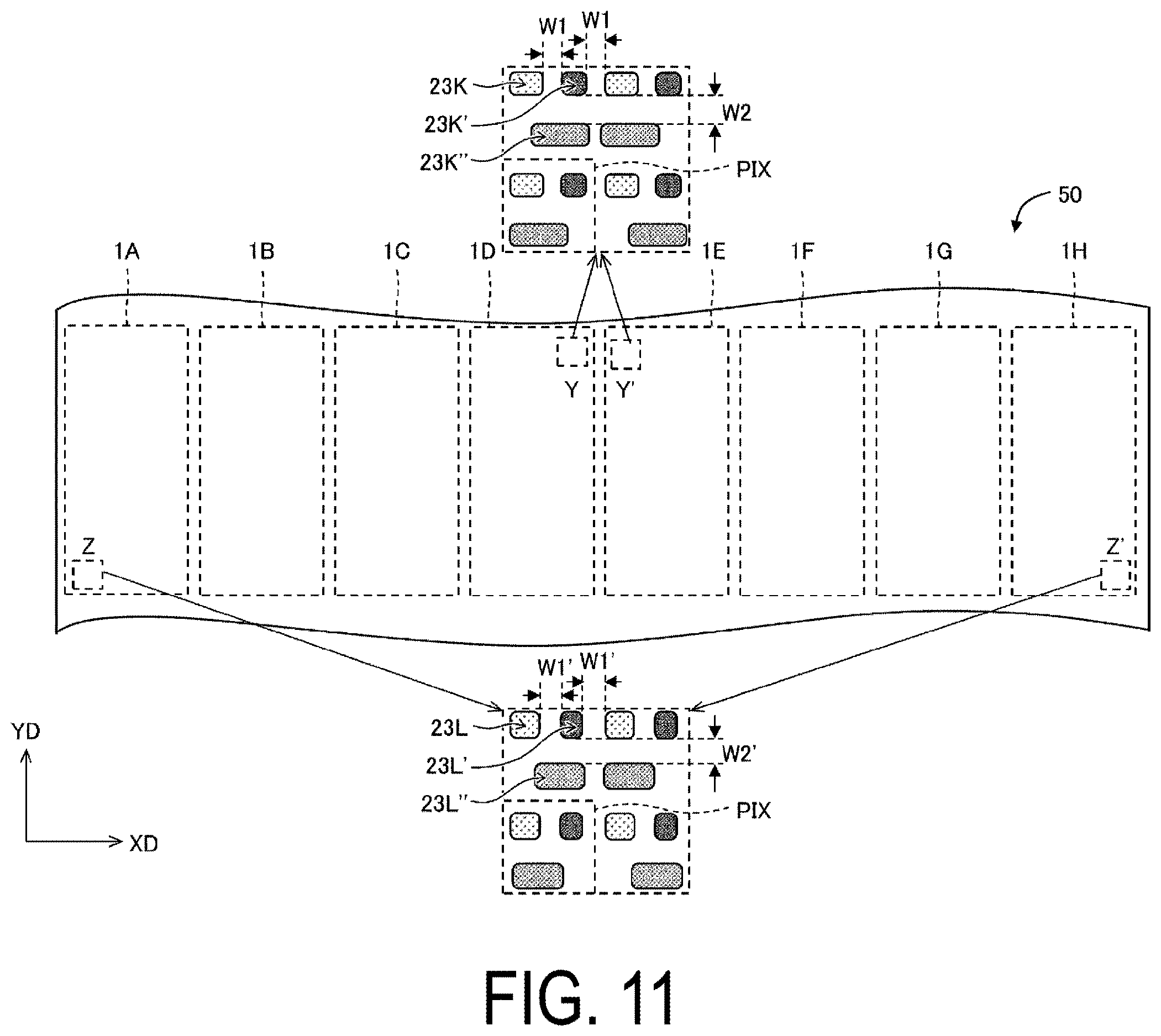 Patent US12610715 Figure 11 – Display device, display panel, and method for producing display device