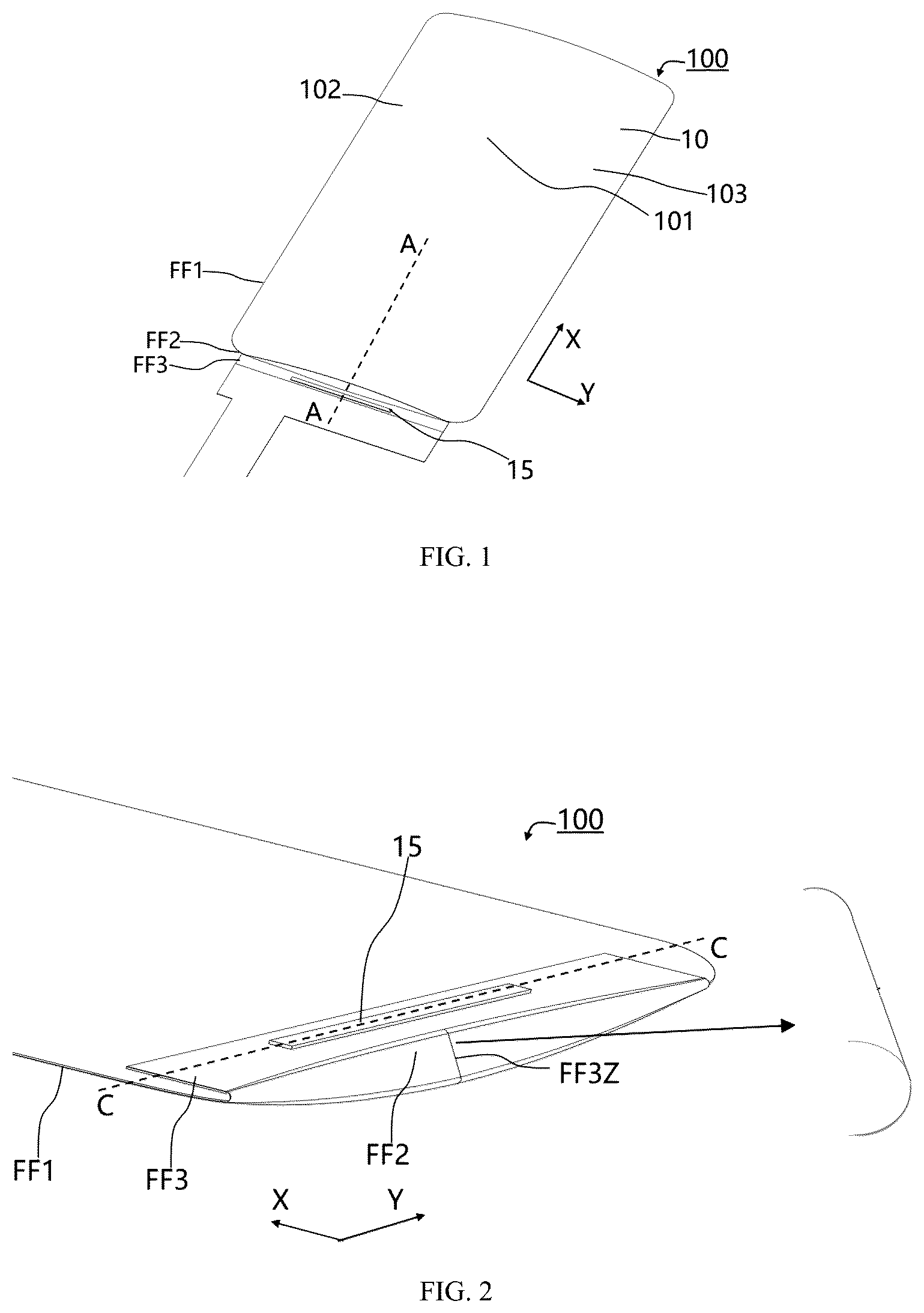 Patent US12610716 Figure 1 – Curved display with arched pad support
