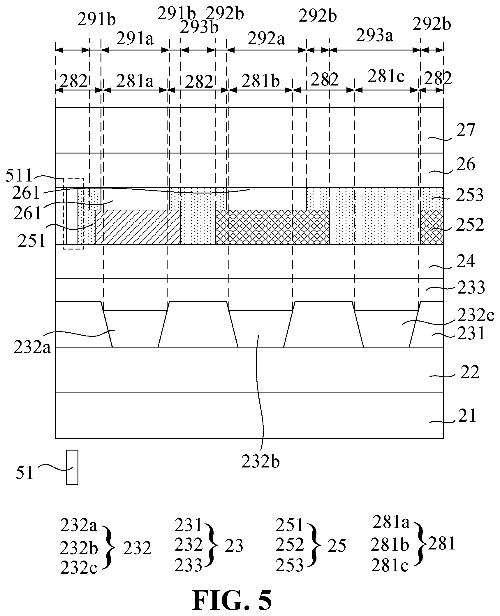 Patent US12610722 Figure 5 – Display panel with color resist stacks disposed in non-light-emitting regions