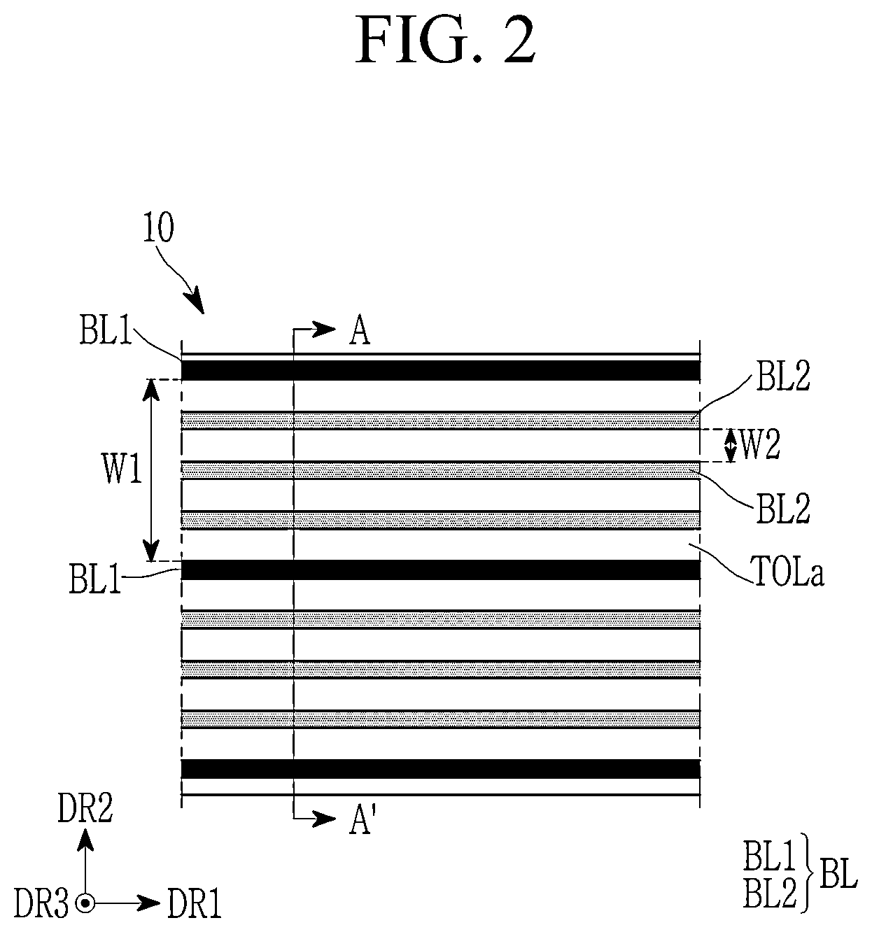 Patent US12610725 Figure 2 – Display device with light blocking patterns and manufacturing method thereof