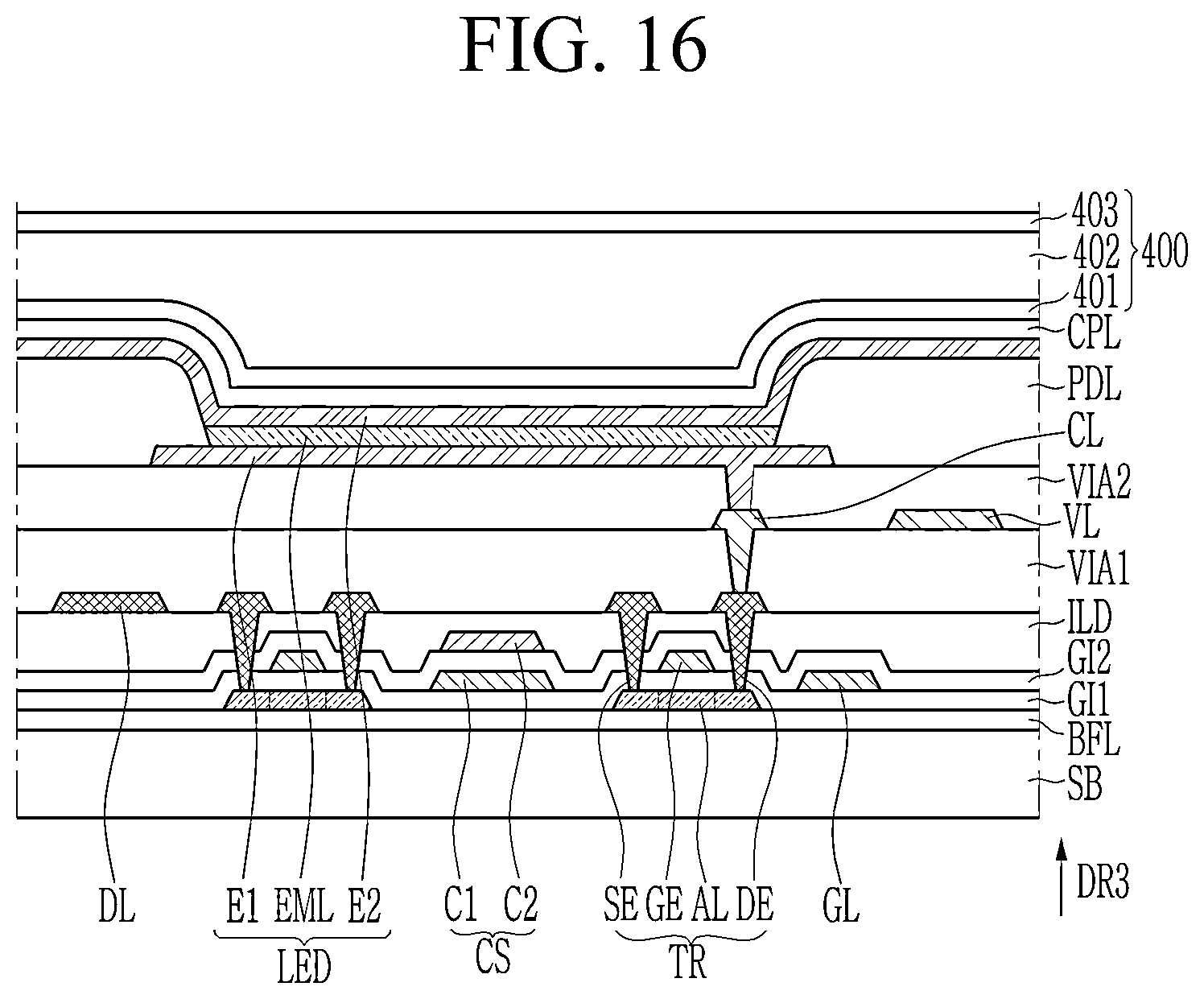 Patent US12610725 Figure 16 – Display device with light blocking patterns and manufacturing method thereof