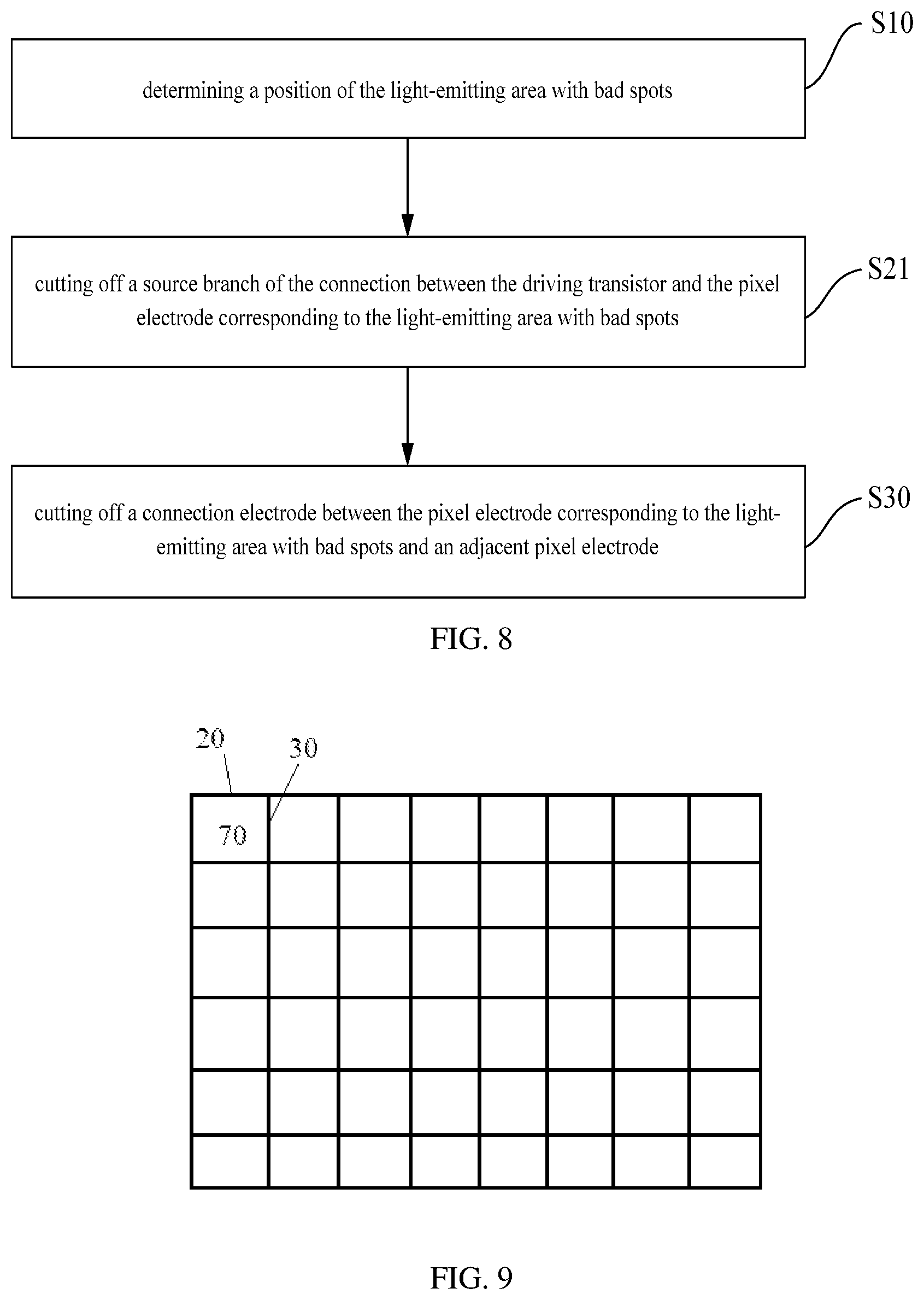 Patent US12610727 Figure 7 – Array substrate, display panel and method for repairing bad spots on the panel