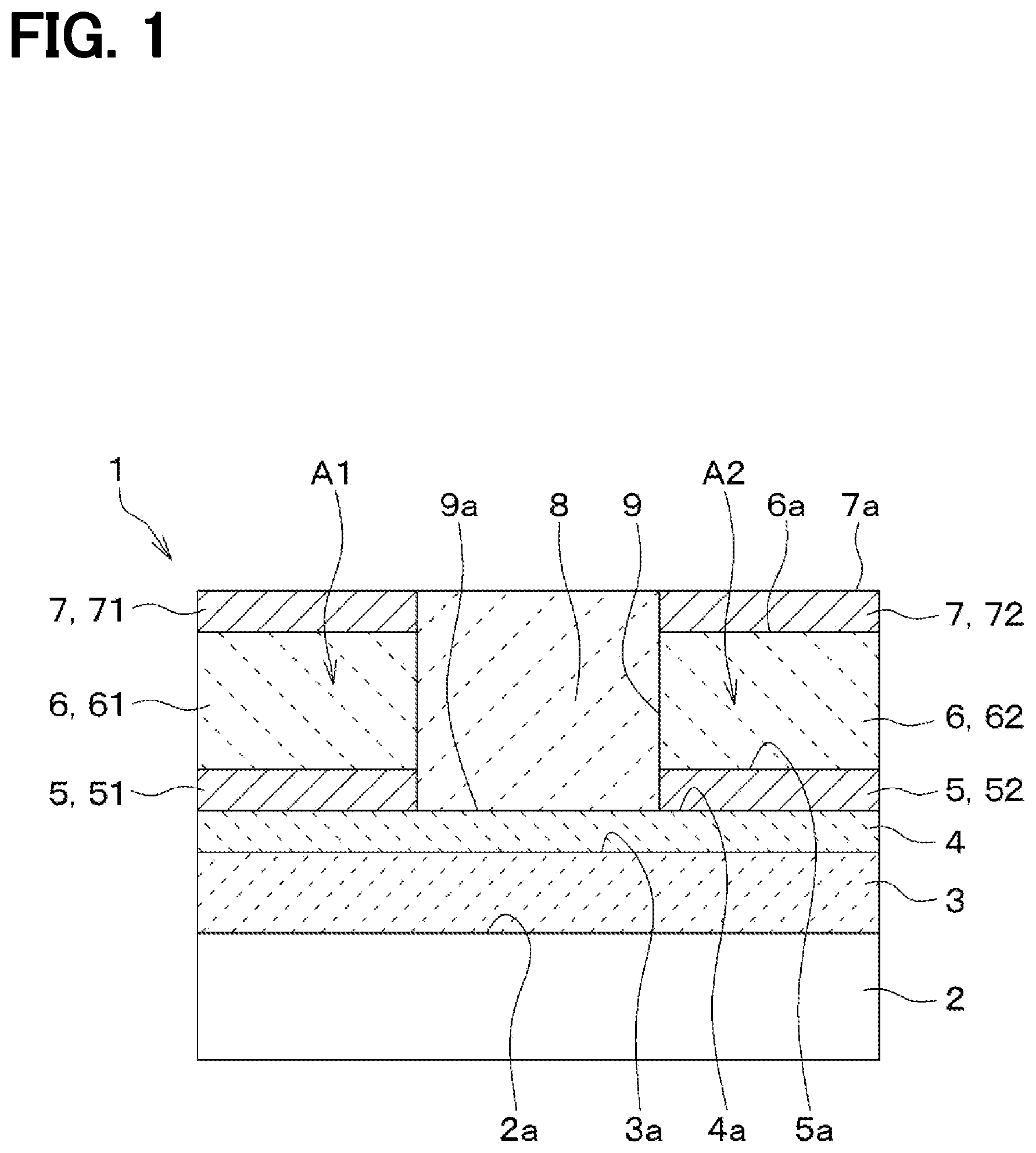 Patent US12610745 Figure 1 – Piezoelectric device with insulating portion provided inside trench