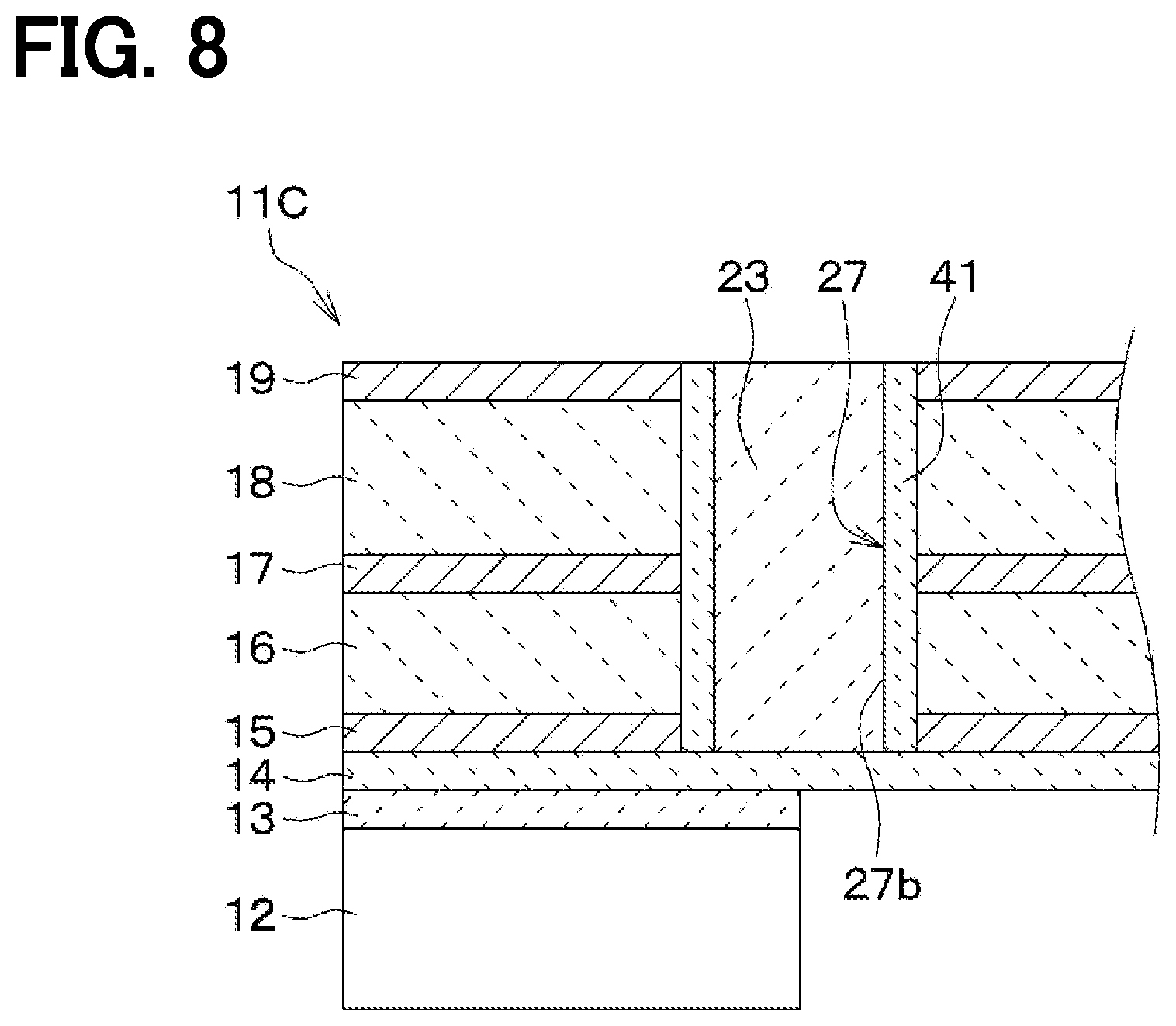 Patent US12610745 Figure 8 – Piezoelectric device with insulating portion provided inside trench