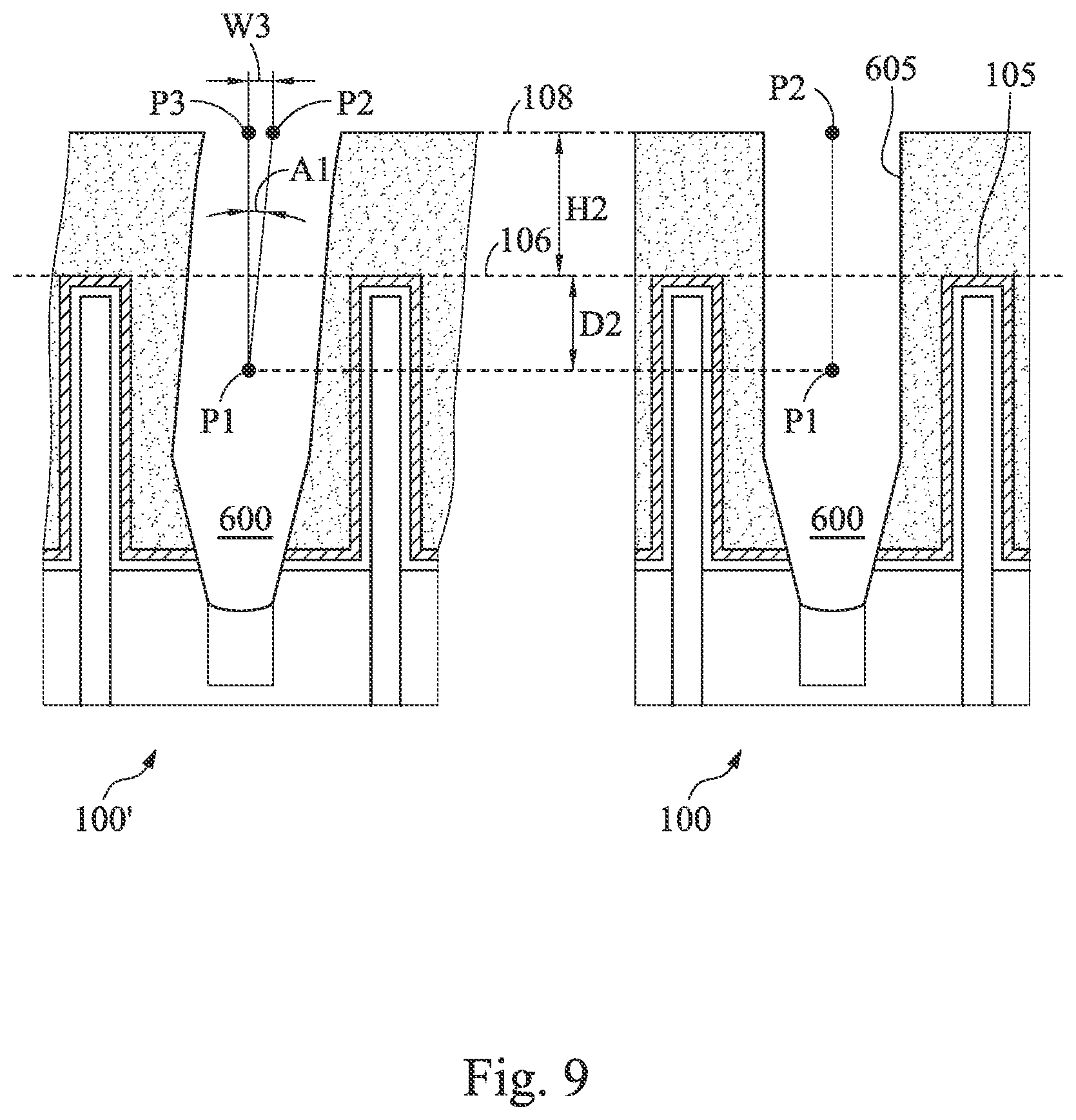 Patent US12610761 Figure 9 – Metal etching with reduced tilt angle