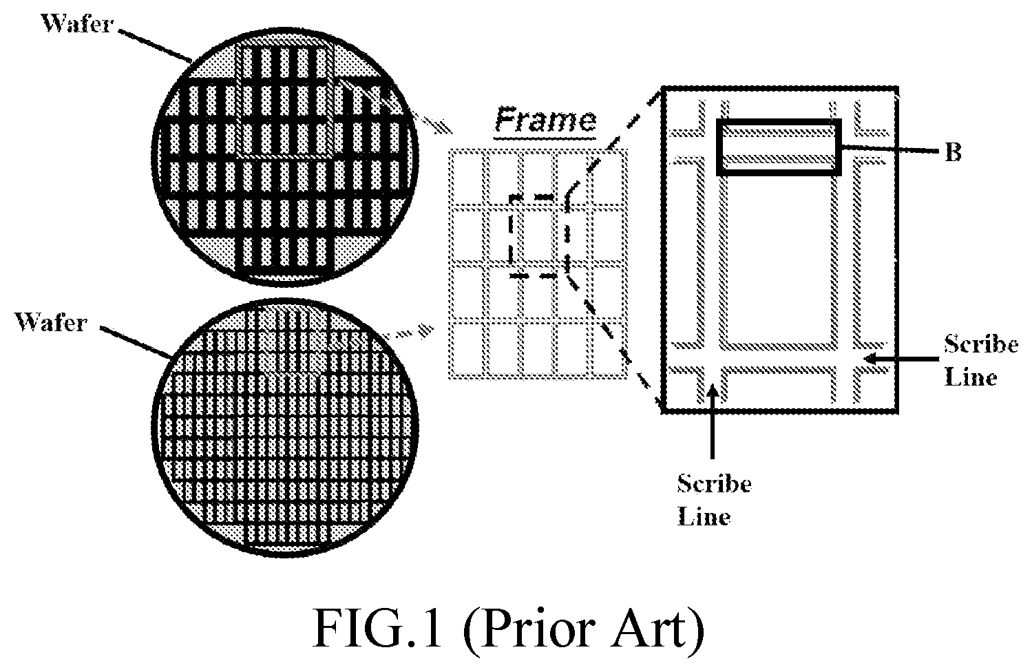 Patent US12610787 Figure 1 – Asymmetric pads structure and test element group module