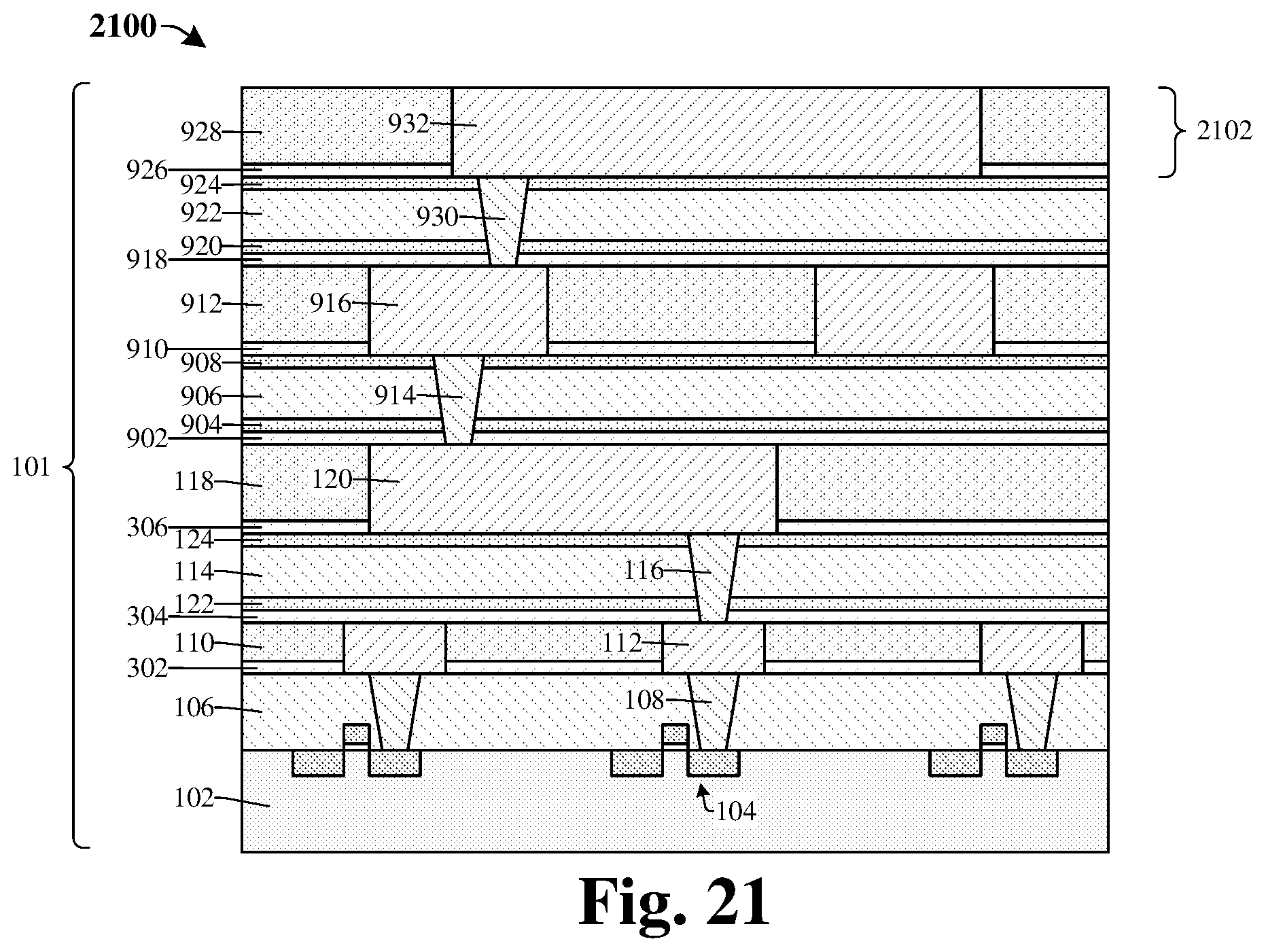 Patent US12610813 Figure 8 – Interconnect structure including charged dielectric layers