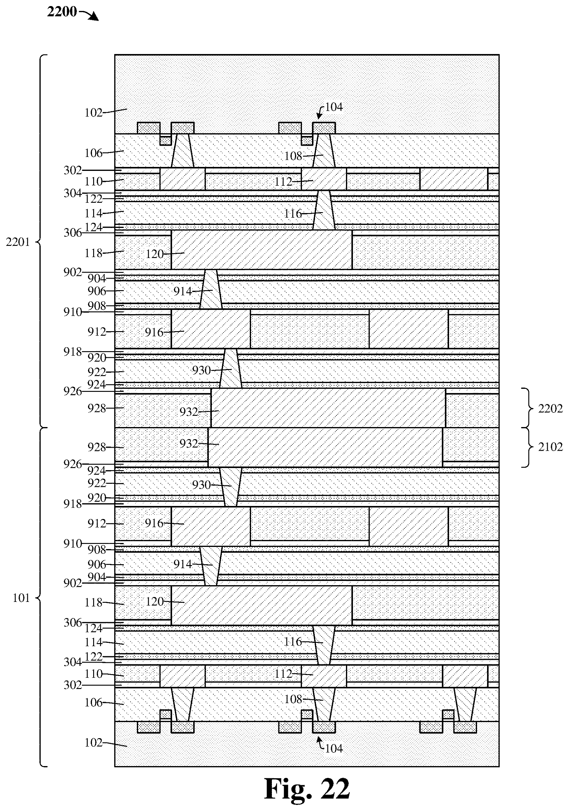 Patent US12610813 Figure 9 – Interconnect structure including charged dielectric layers