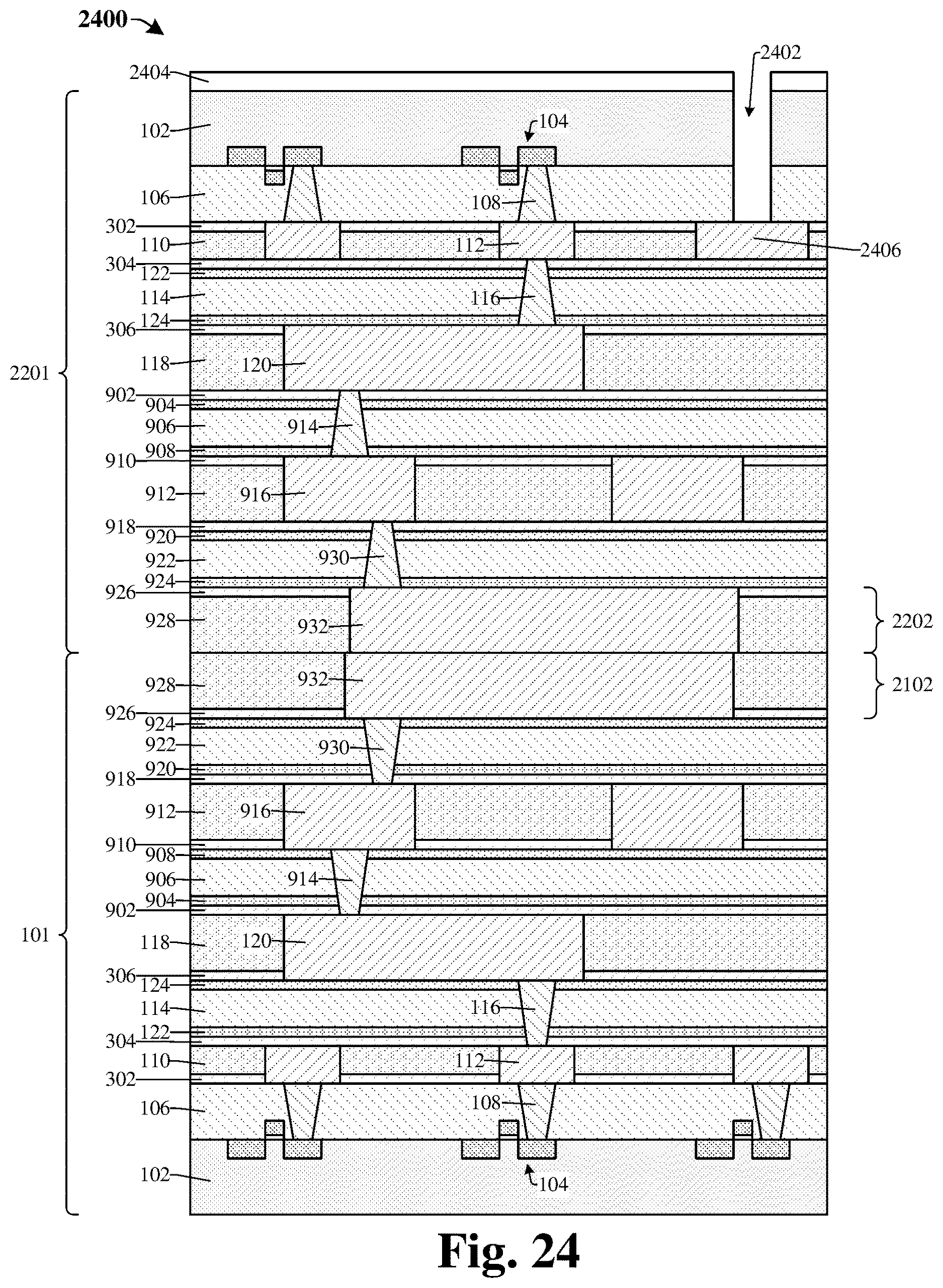Patent US12610813 Figure 11 – Interconnect structure including charged dielectric layers