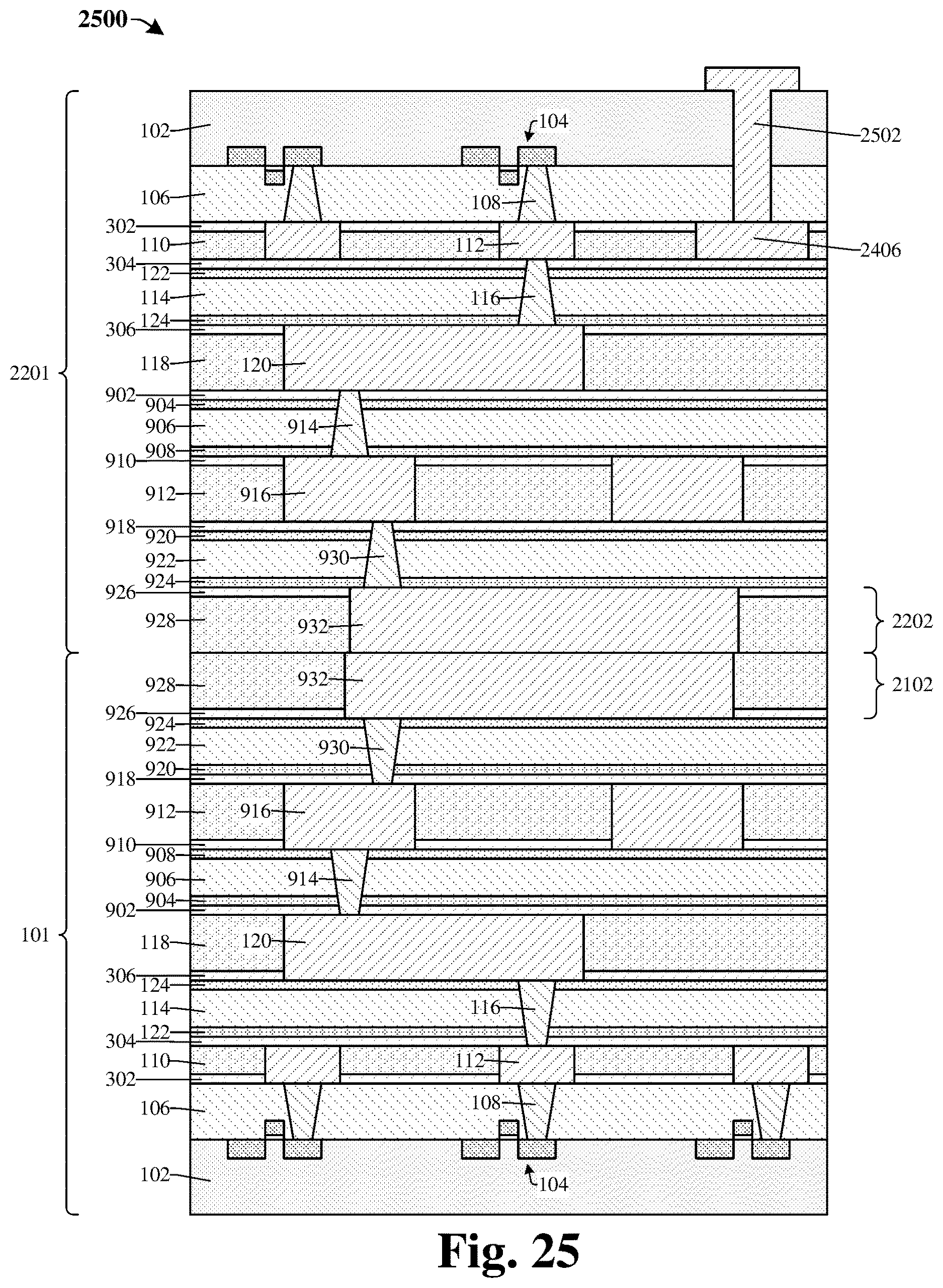 Patent US12610813 Figure 12 – Interconnect structure including charged dielectric layers