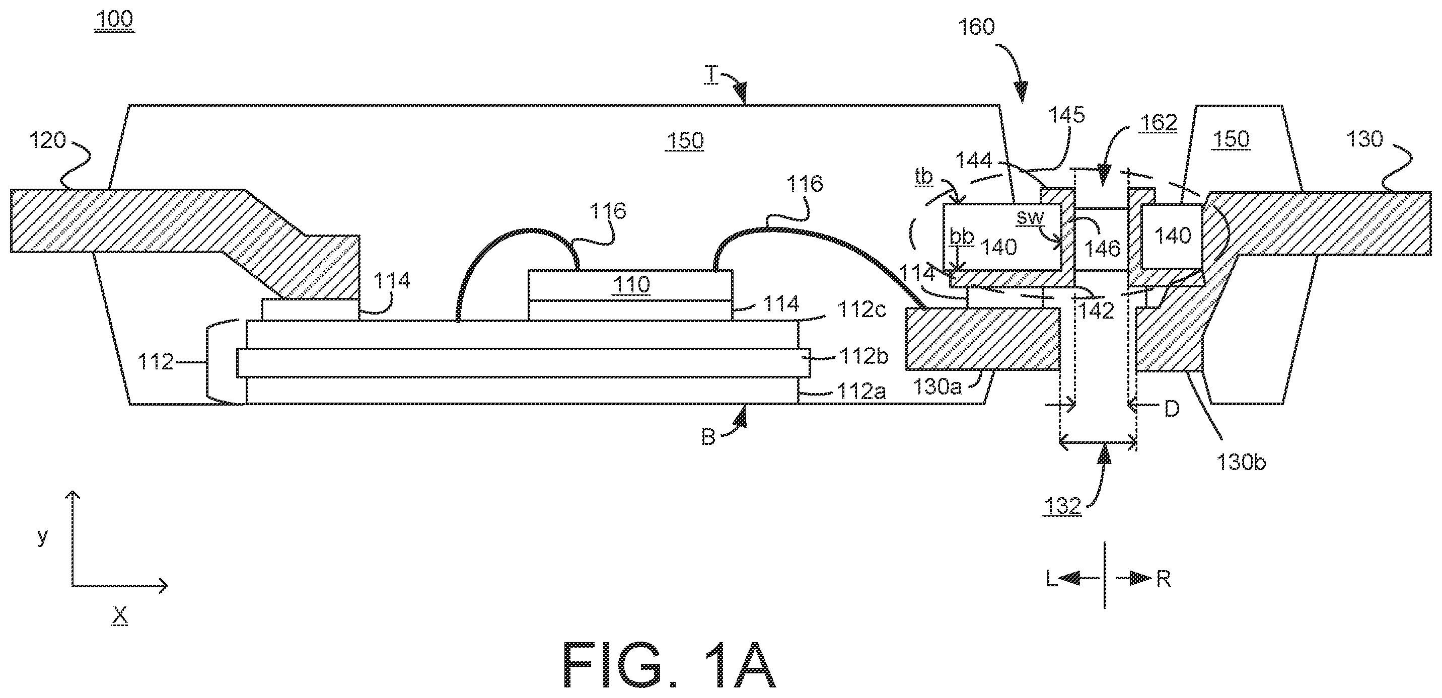 Patent US12610829 Figure 1 – Power module package with molded via and dual side press-fit pin