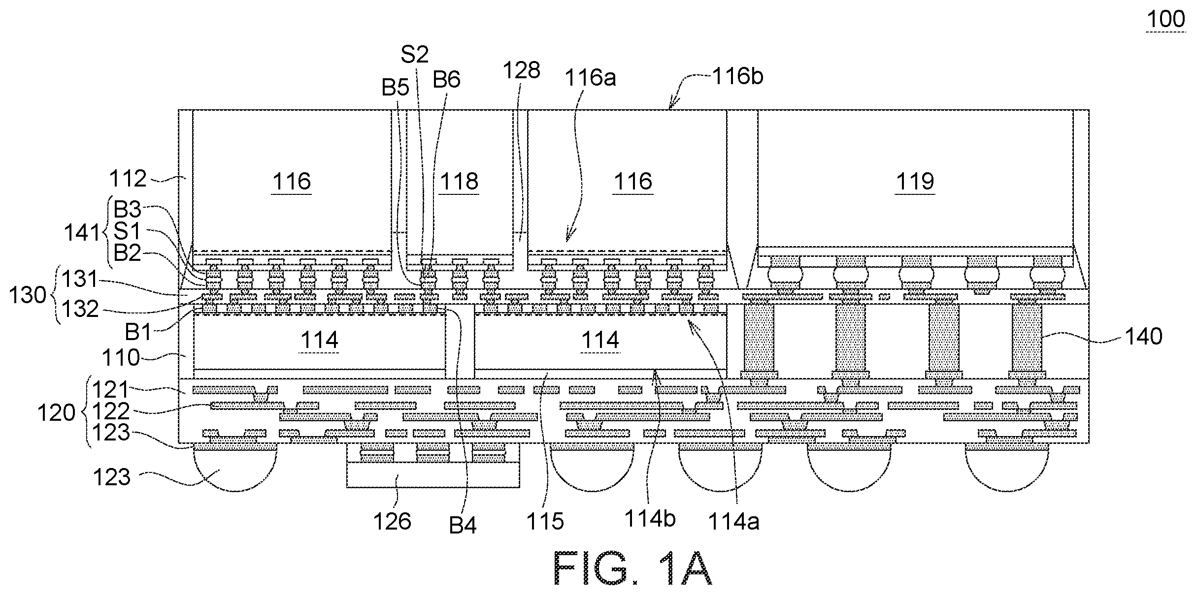 Patent US12610834 Figure 1 – Semiconductor device package structure and manufacturing method thereof
