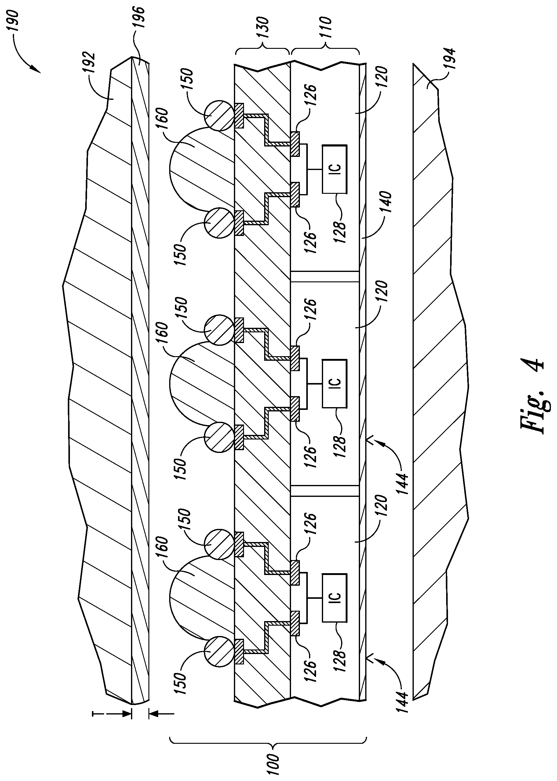 Patent US12610839 Figure 3 – Packaged microelectronic devices having stacked interconnect elements and methods for manufacturing the same