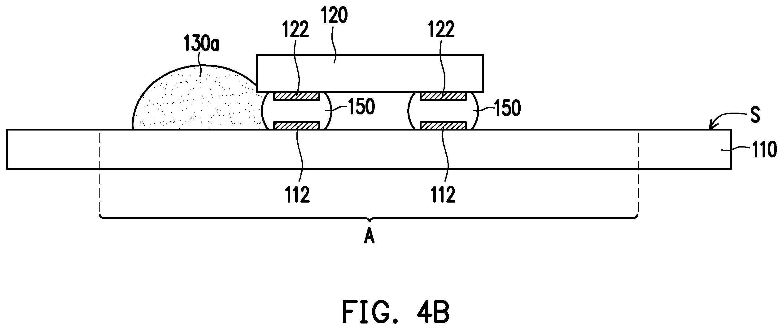 Patent US12610842 Figure 5 – Electronic device including an underfill layer and a protective structure adjacent to the underfill layer