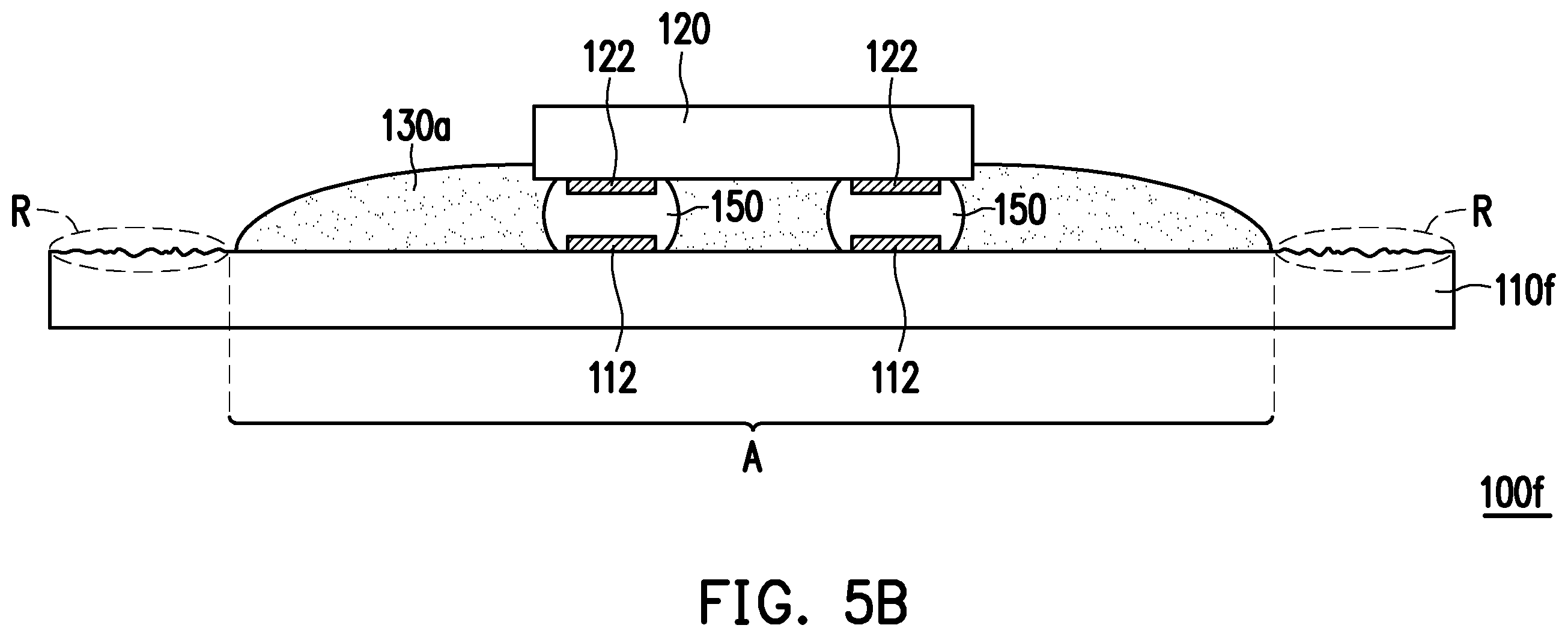 Patent US12610842 Figure 8 – Electronic device including an underfill layer and a protective structure adjacent to the underfill layer