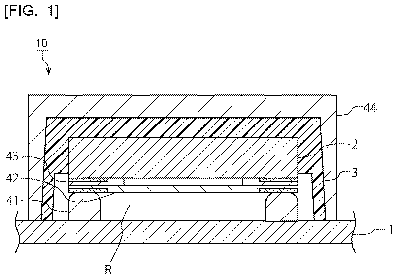 Patent US12610853 Figure 1 – Curable composition for inkjet and air cavity formation, electronic component, and method for manufacturing electronic component
