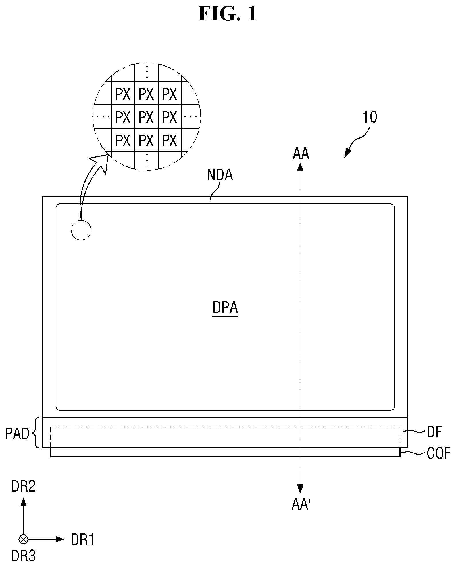 Patent US12610861 Figure 1 – Display device and method of manufacturing the same