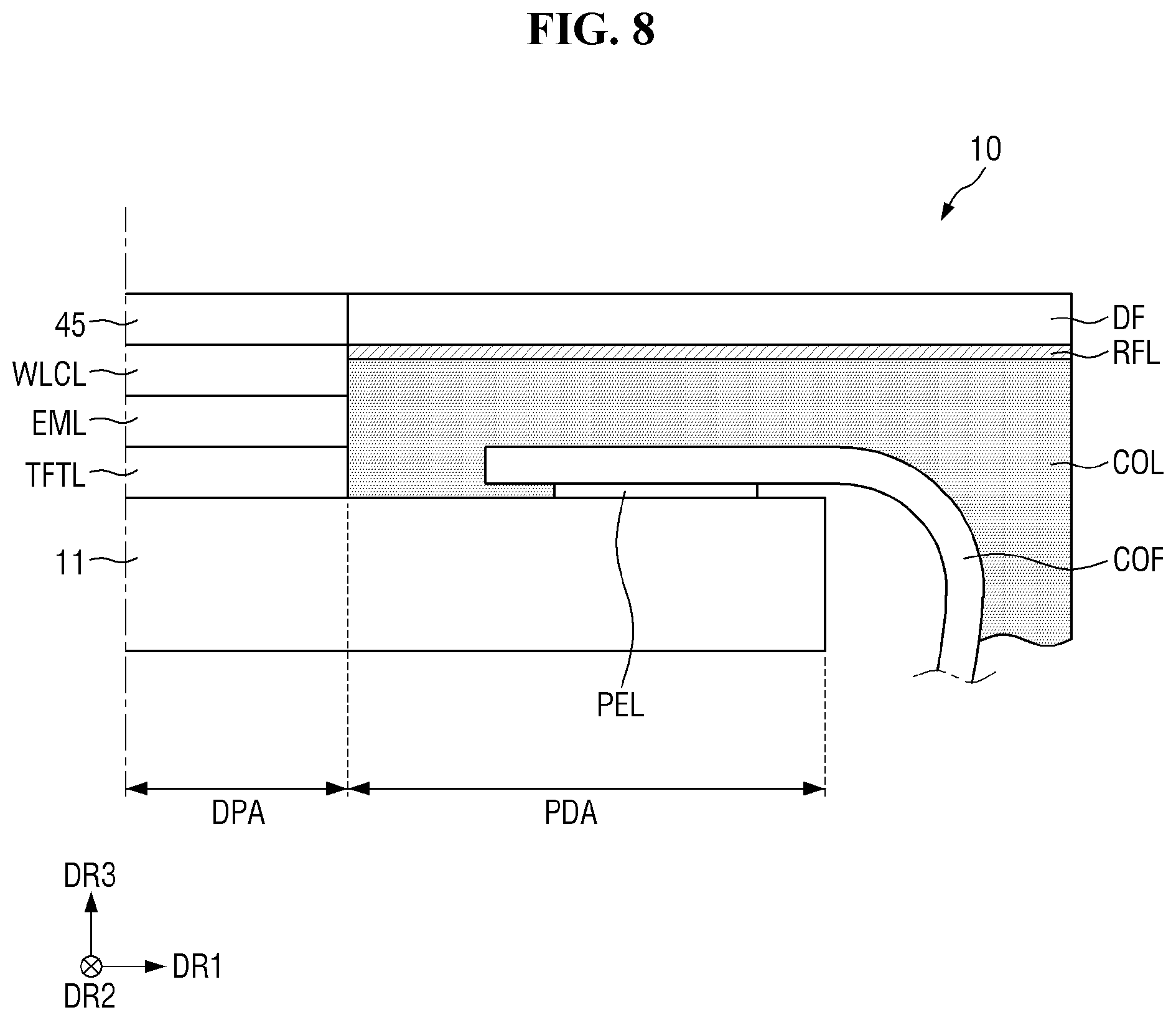 Patent US12610861 Figure 8 – Display device and method of manufacturing the same
