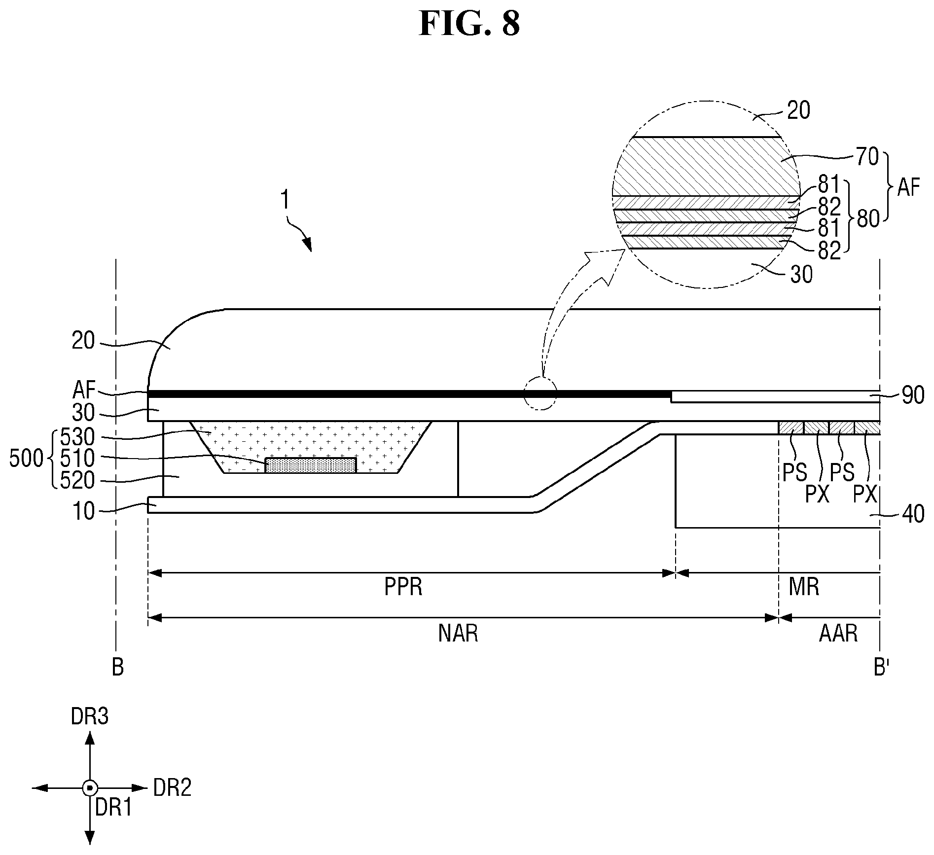 Patent US12610867 Figure 8 – Display device