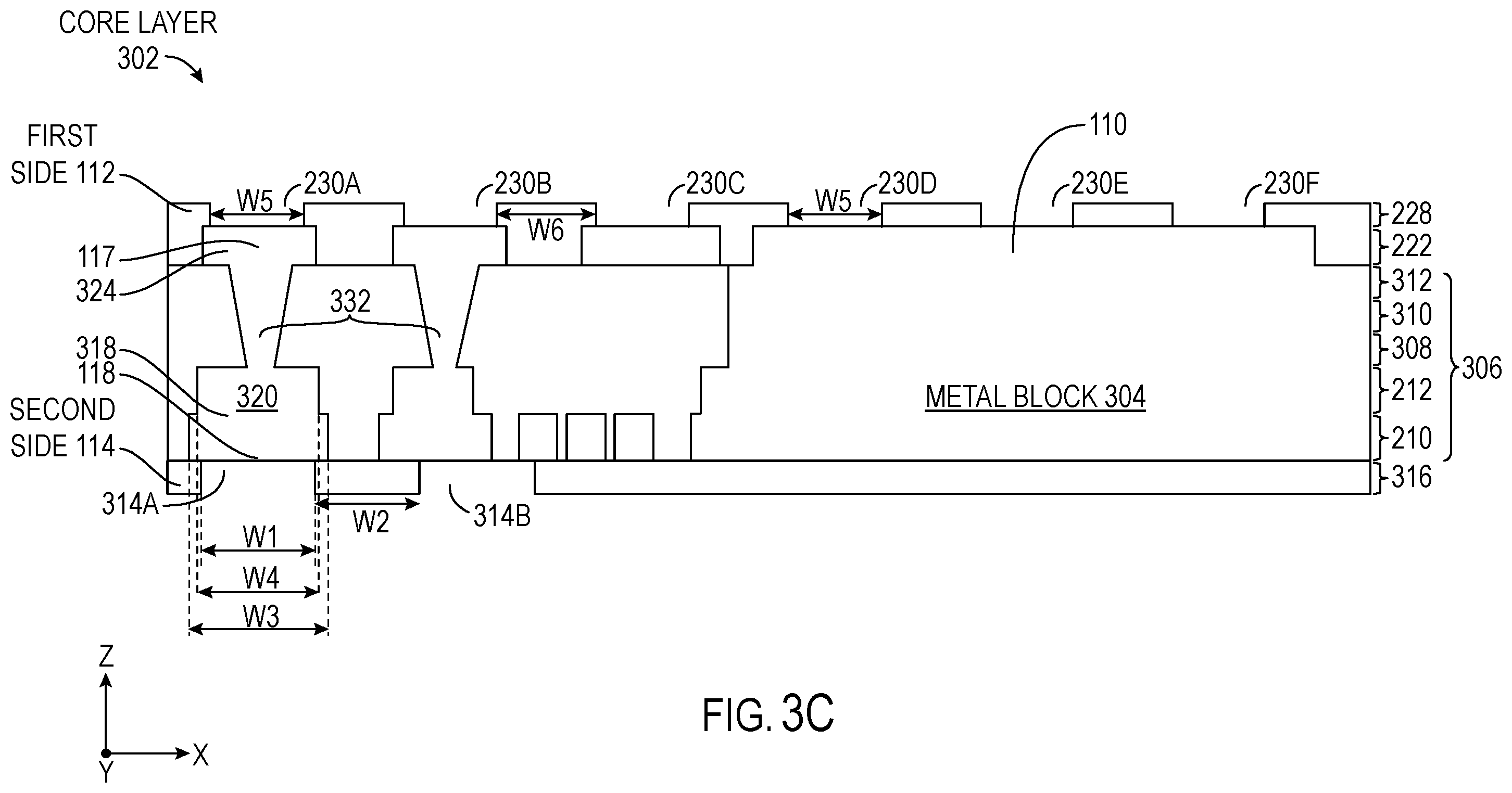 Patent US12610869 Figure 7 – Integrated circuit (IC) package employing a metal block with metal interconnects thermally coupling a die to an interposer substrate for dissipating thermal energy of the die, and related fabrication methods