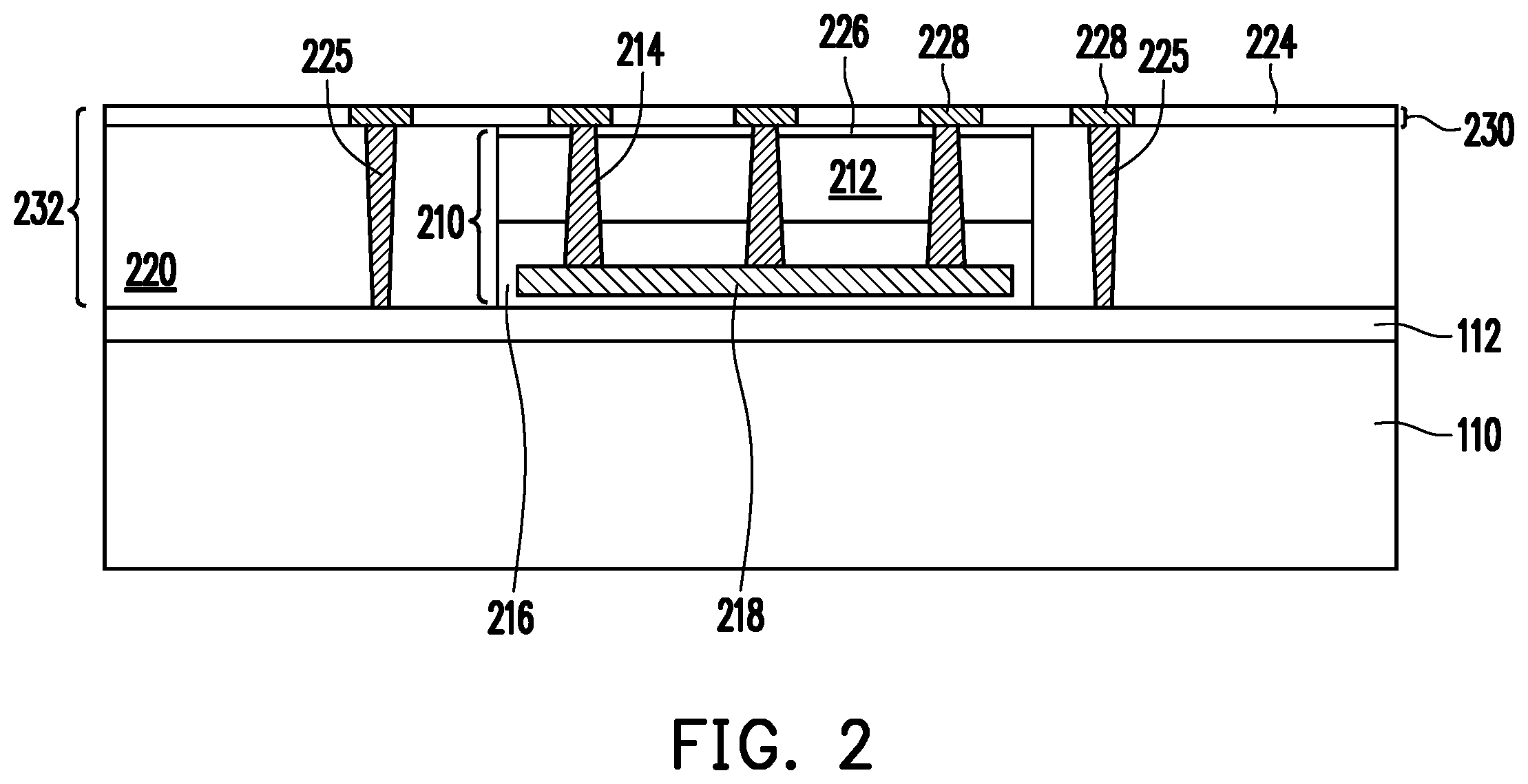 Patent US12610871 Figure 2 – Through-dielectric vias for direct connection and method forming same