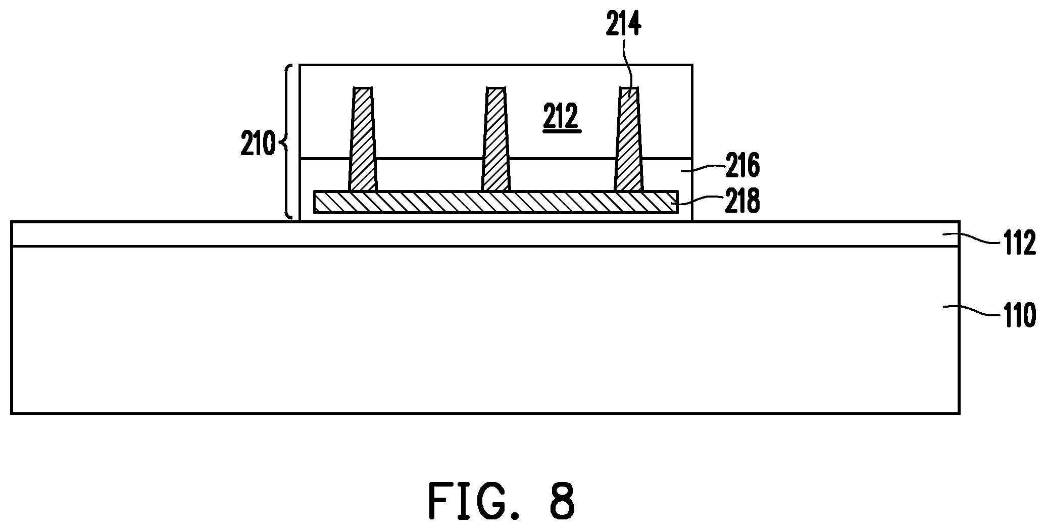 Patent US12610871 Figure 8 – Through-dielectric vias for direct connection and method forming same
