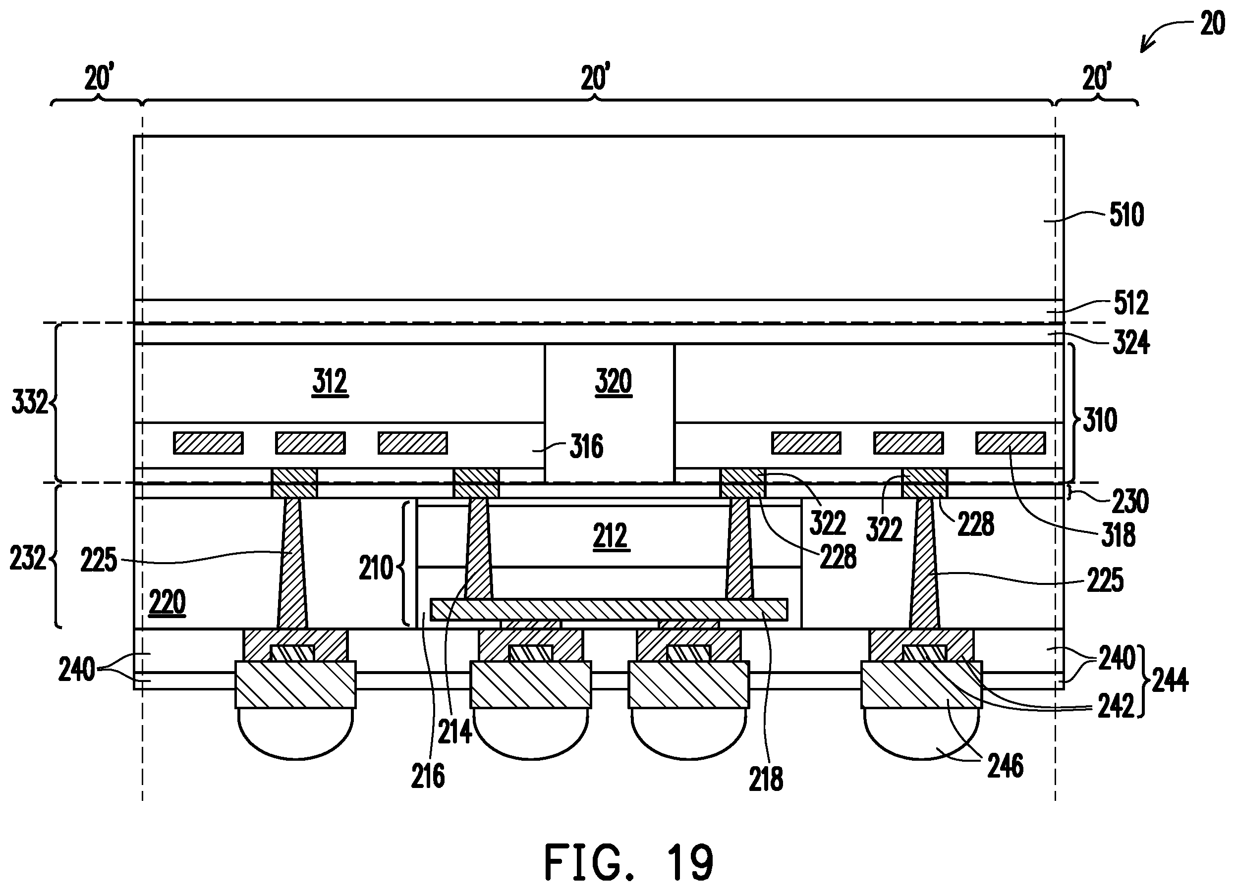 Patent US12610871 Figure 19 – Through-dielectric vias for direct connection and method forming same
