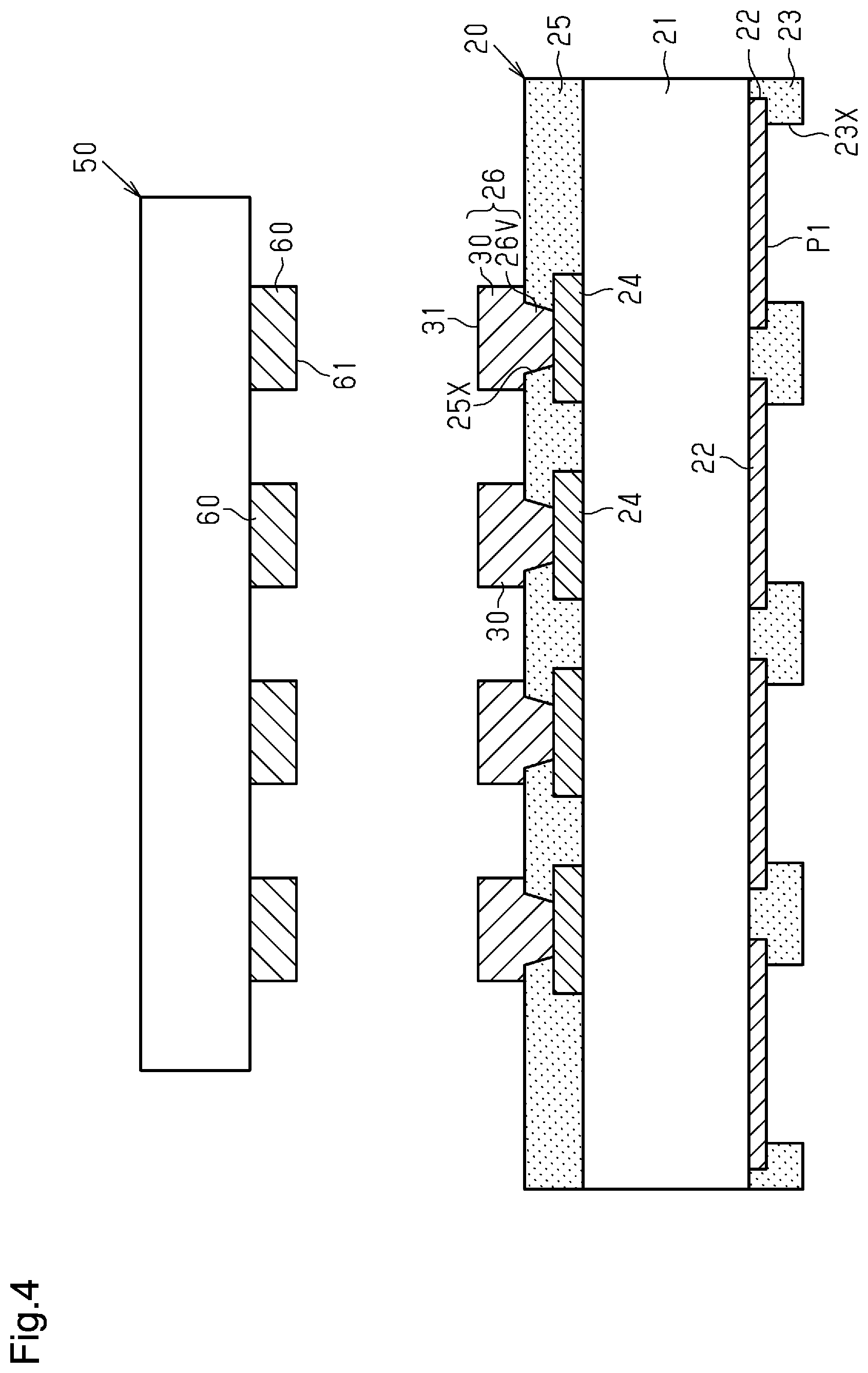 Patent US12610874 Figure 4 – Connection structural body with Cu—Cu bonding and roughened surface deposits