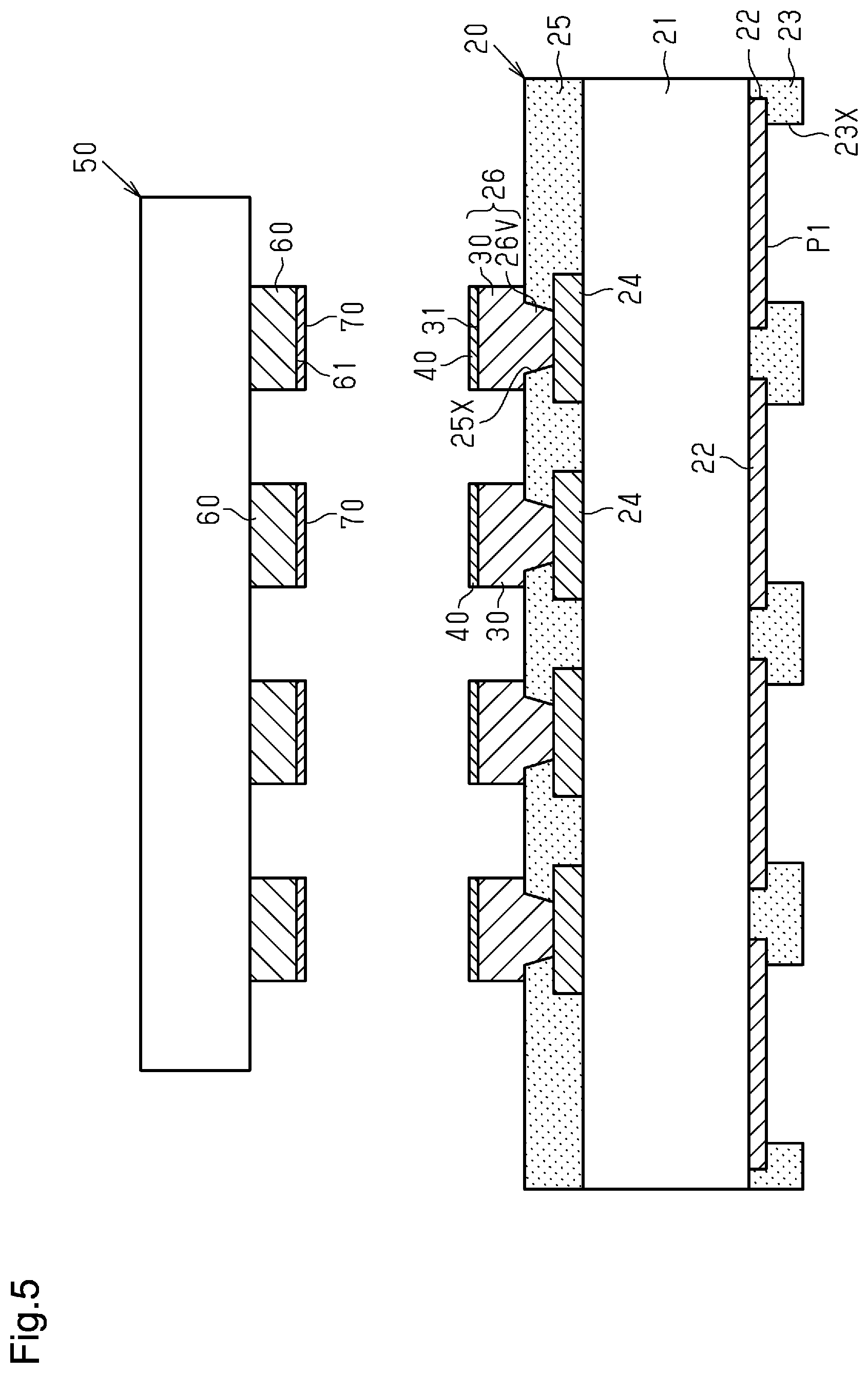 Patent US12610874 Figure 5 – Connection structural body with Cu—Cu bonding and roughened surface deposits