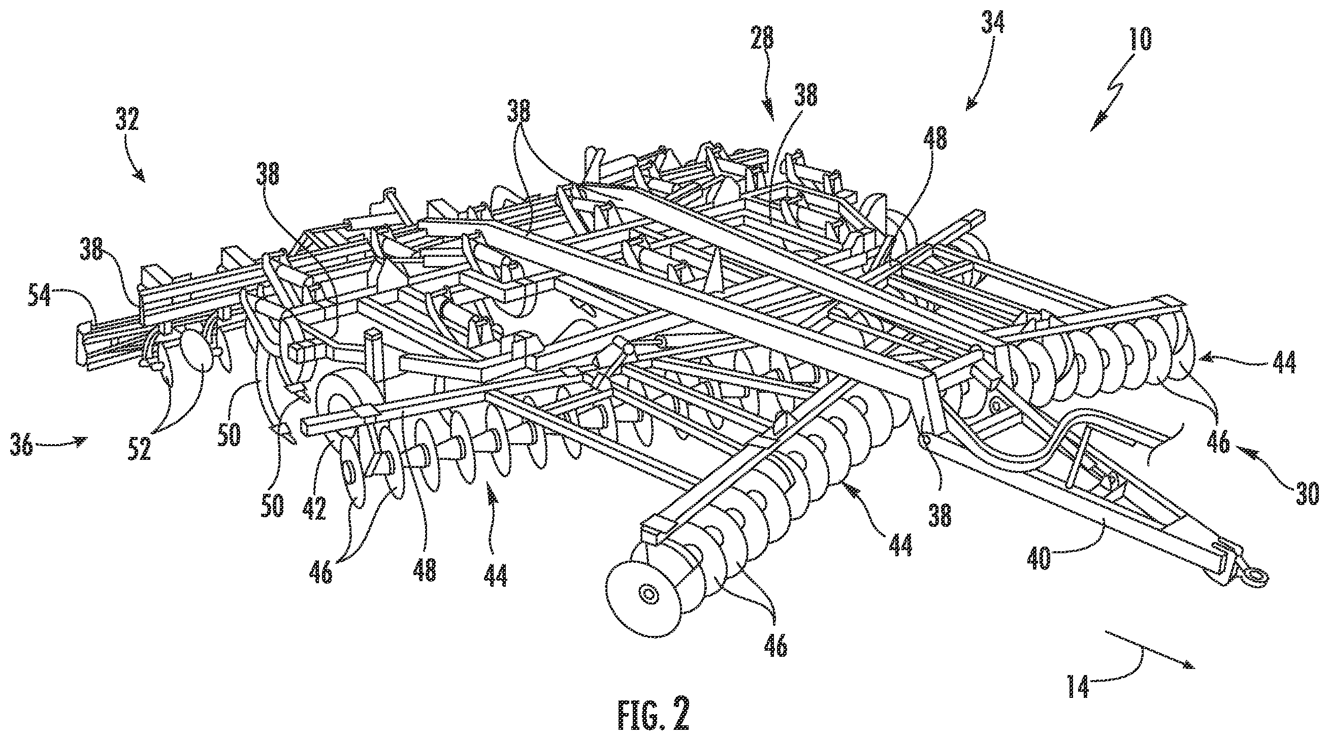 Patent US12610877 Figure 2 – Agricultural system and method for determining a trip magnitude of a ground engaging tool of an agricultural implement
