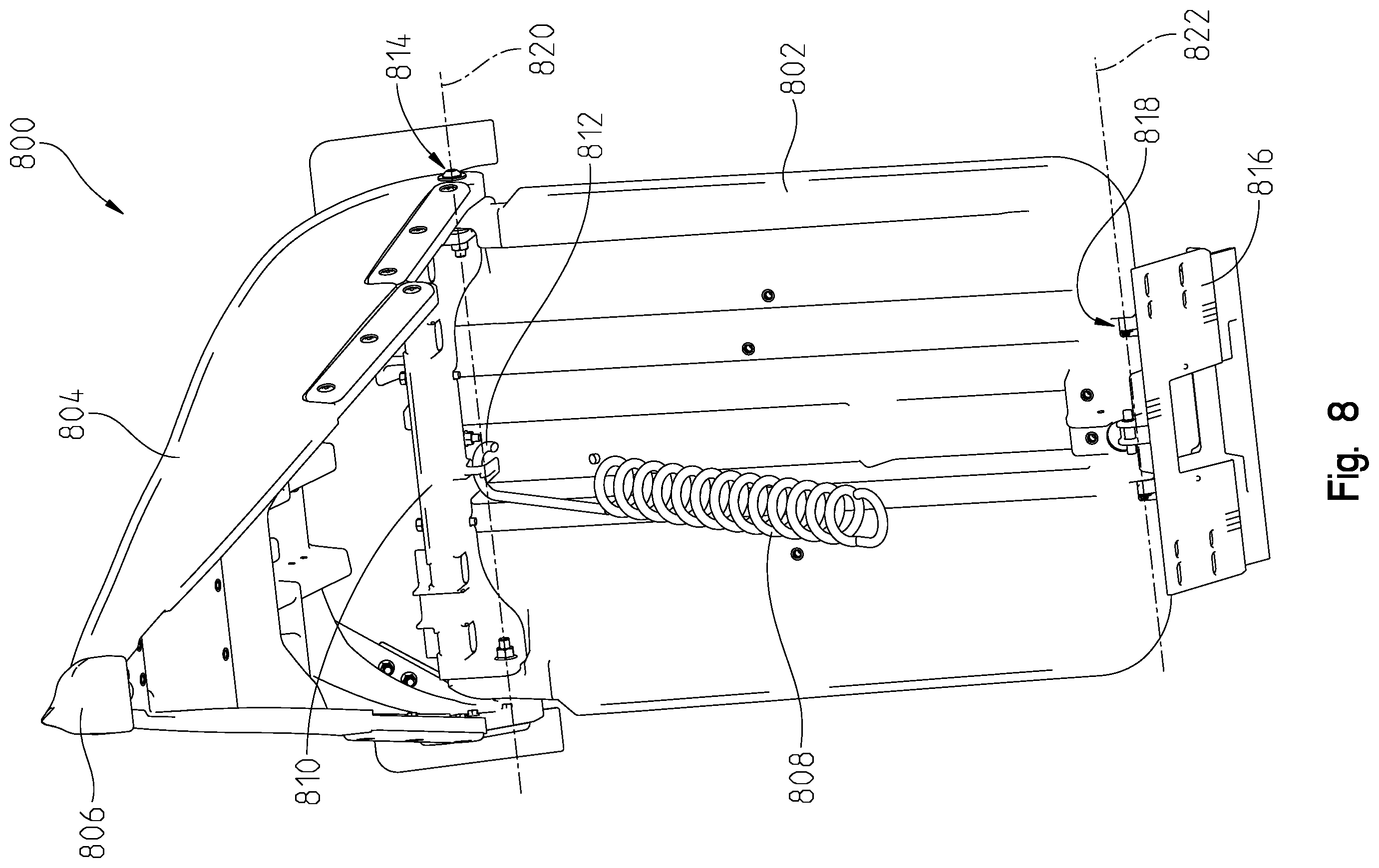 Patent US12610888 Figure 8 – Retractable crop divider of an agricultural header