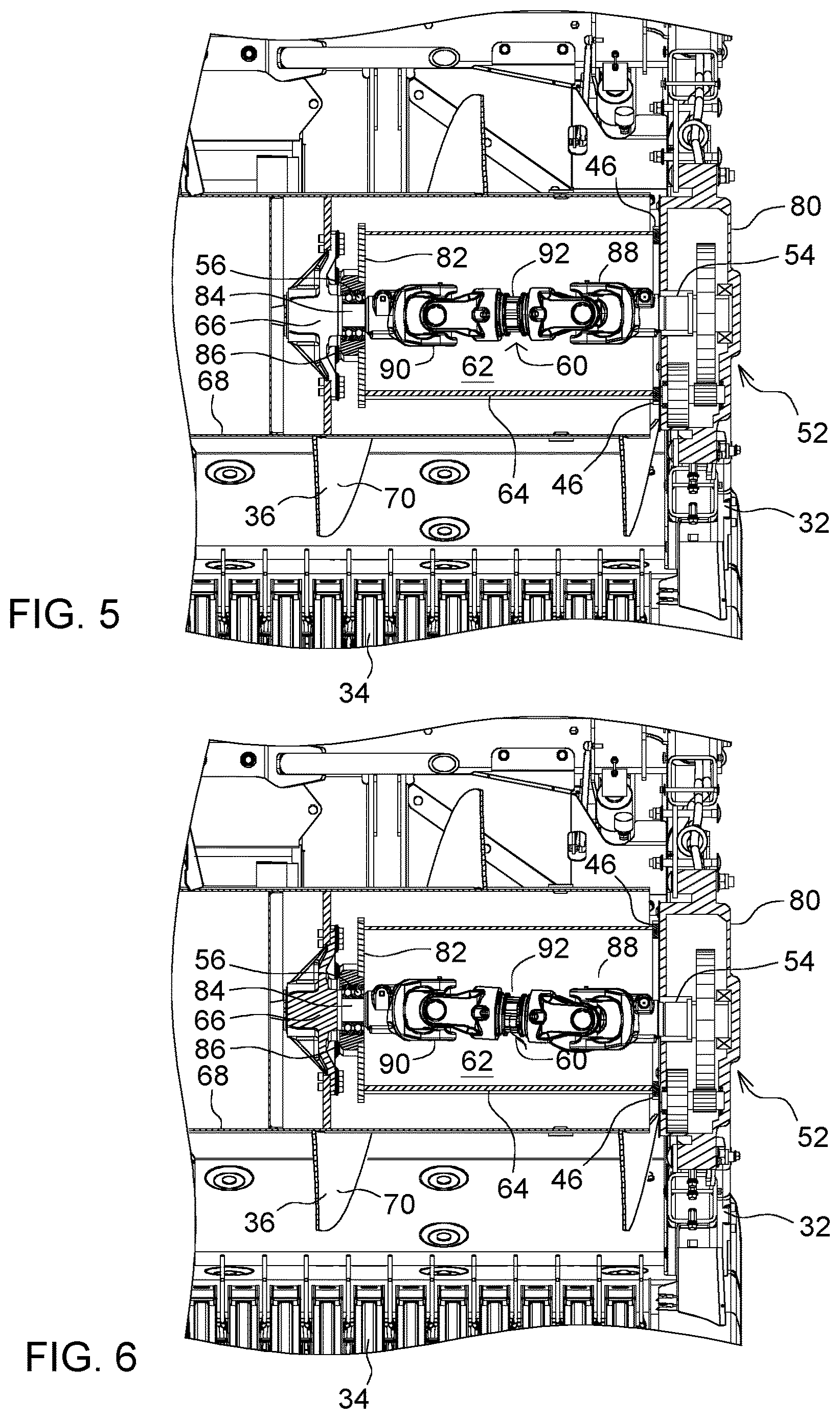 Patent US12610889 Figure 3 – Harvesting attachment with height-adjustable cross-feeding auger