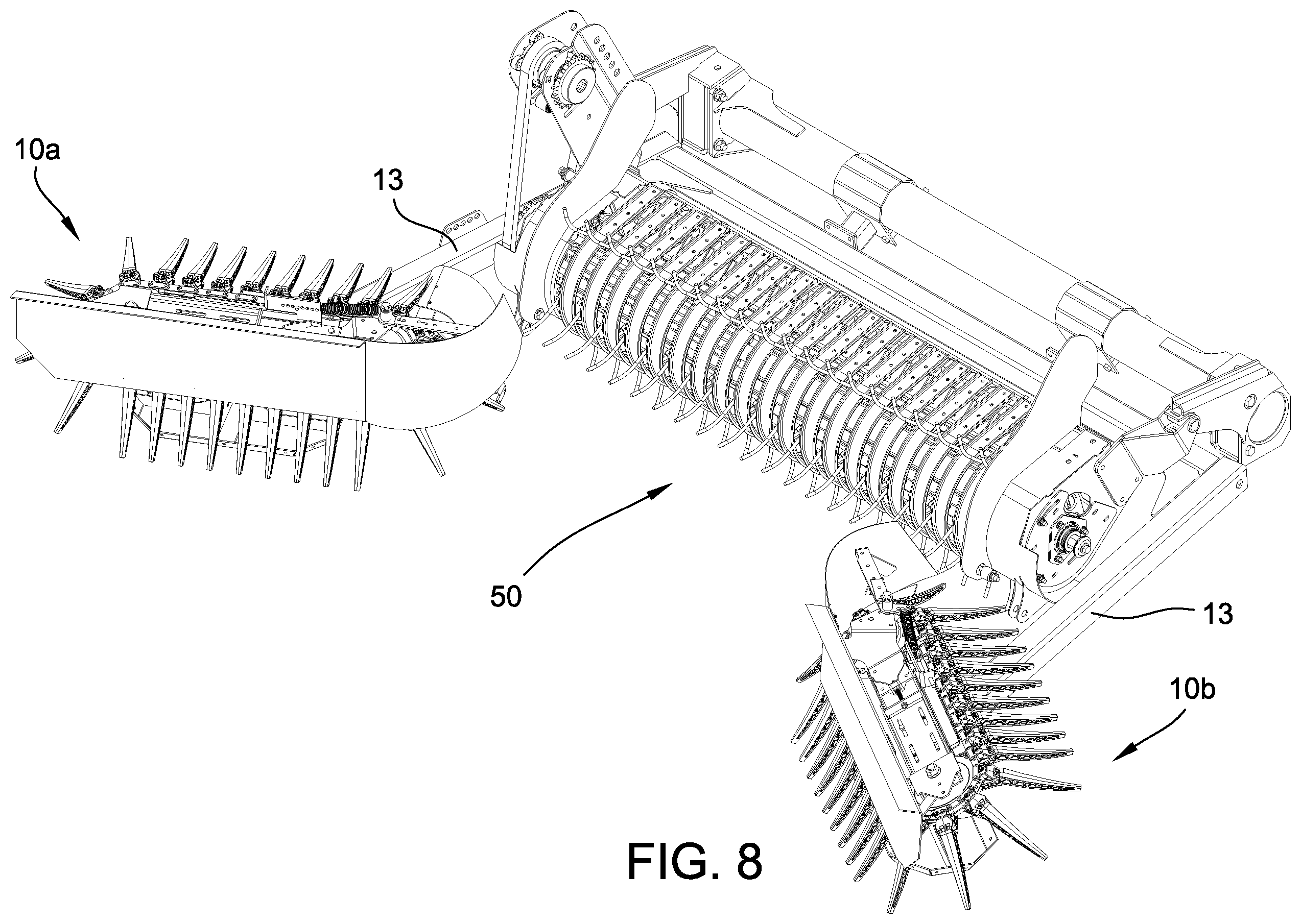 Patent US12610890 Figure 8 – Rake apparatus