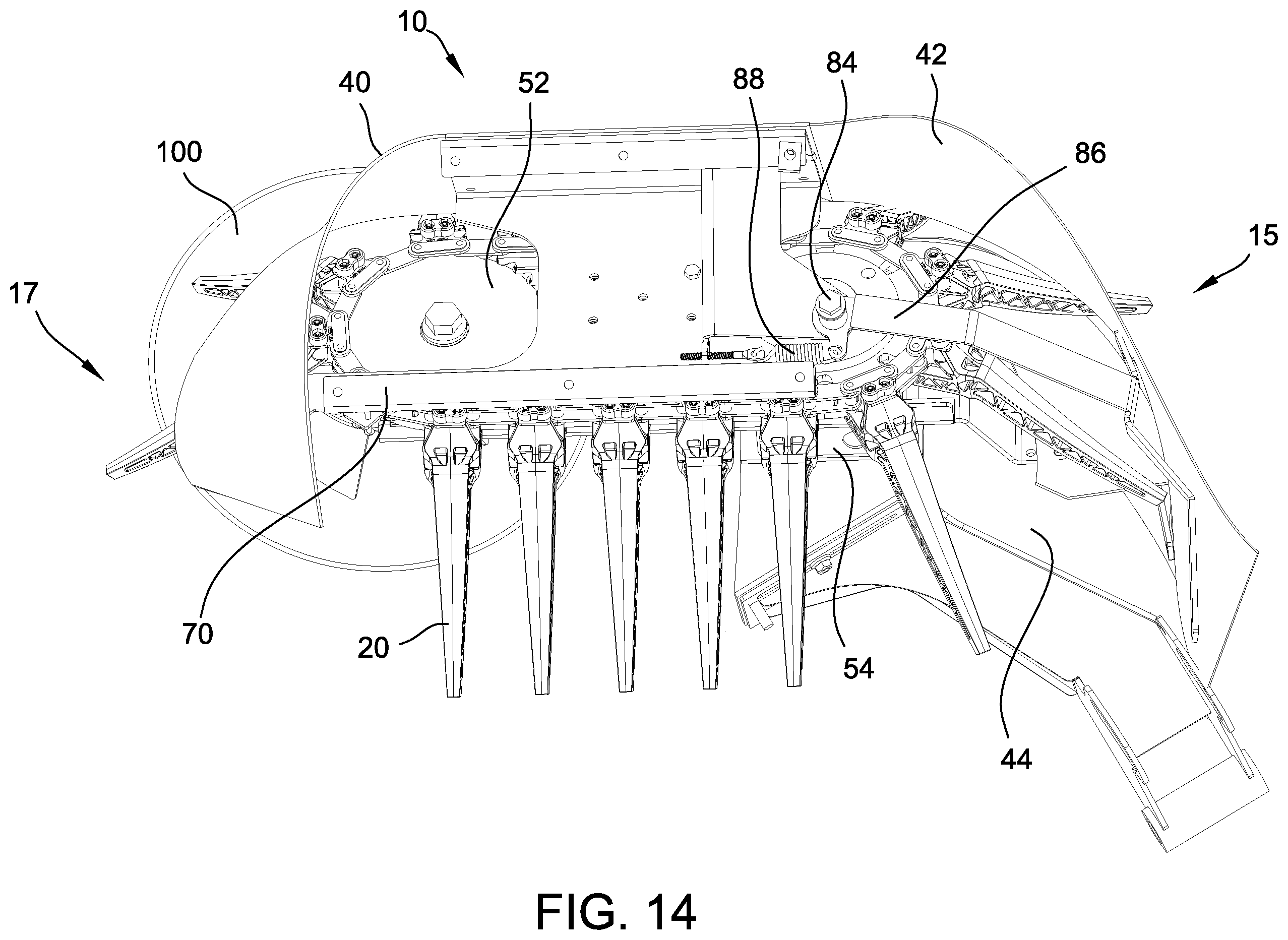 Patent US12610890 Figure 14 – Rake apparatus