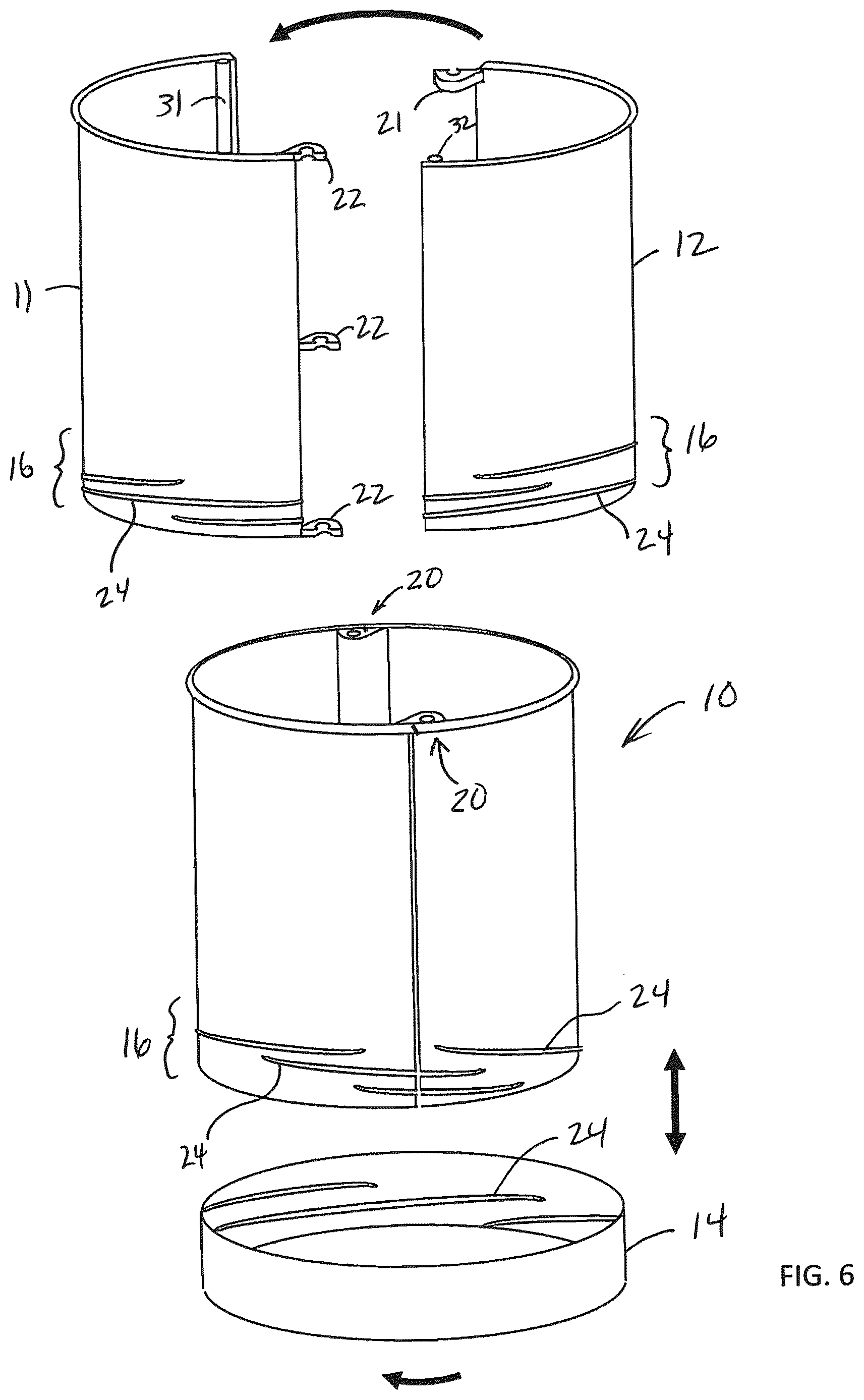 Patent US12610896 Figure 5 – Deconstructable plant pot