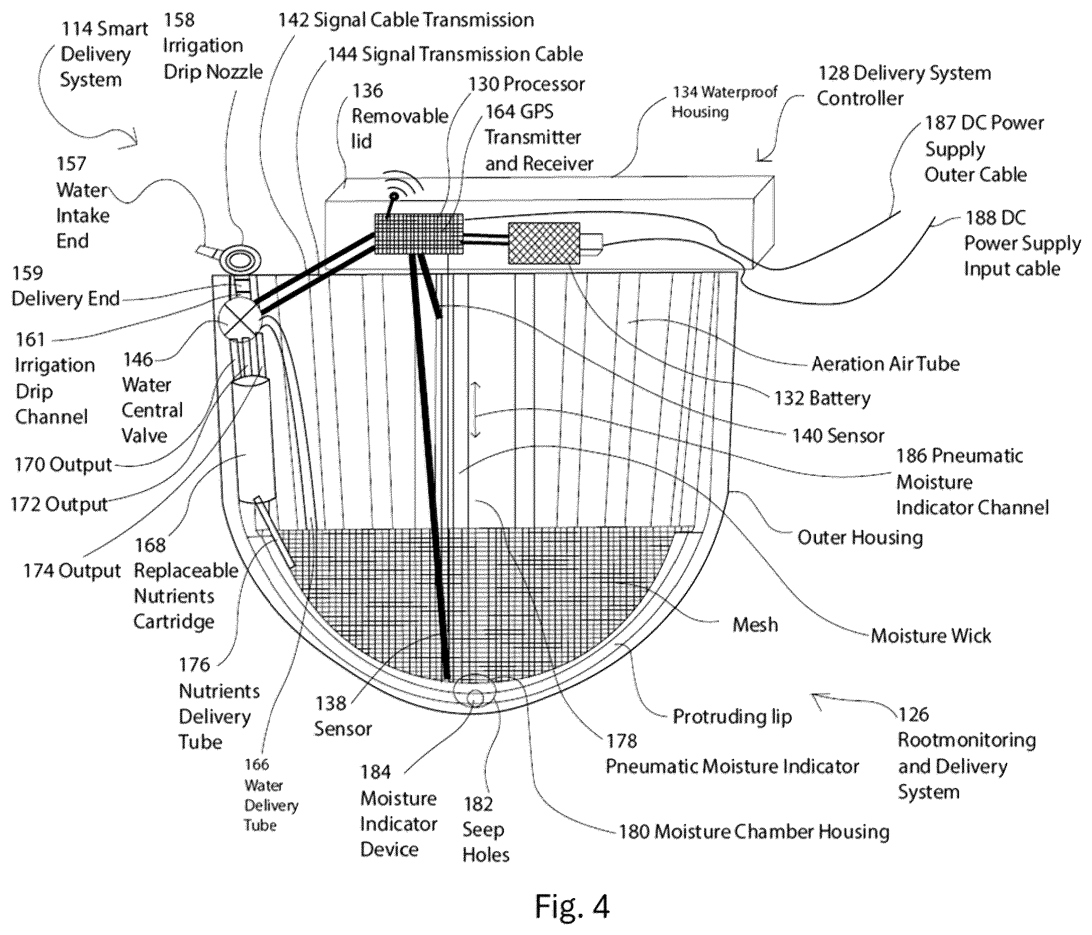 Patent US12610897 Figure 4 – Smart plant monitoring and delivery system for maintaining healthy vegetation