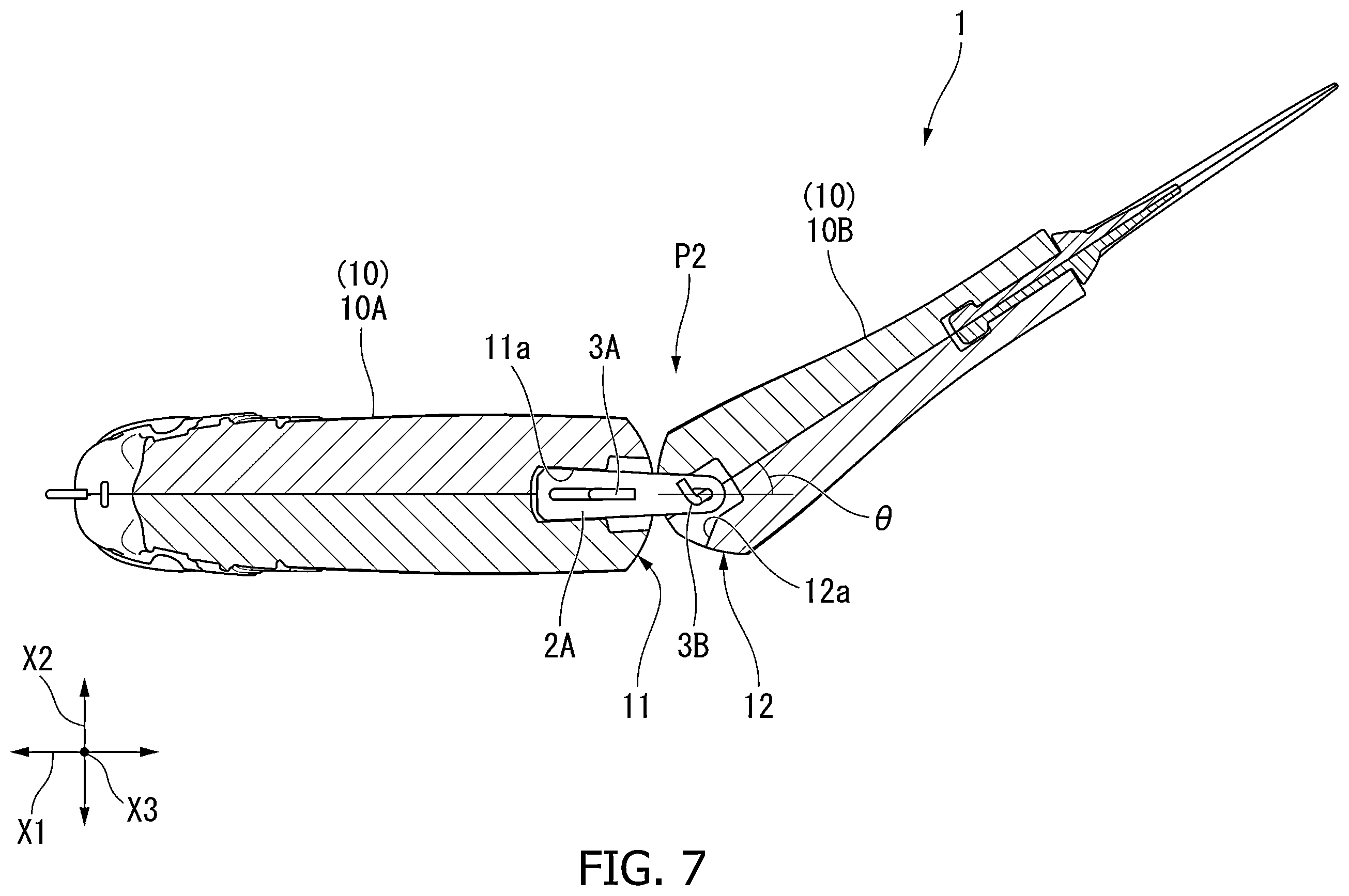 Patent US12610927 Figure 7 – Lure with lateral and front-rear guiding movement