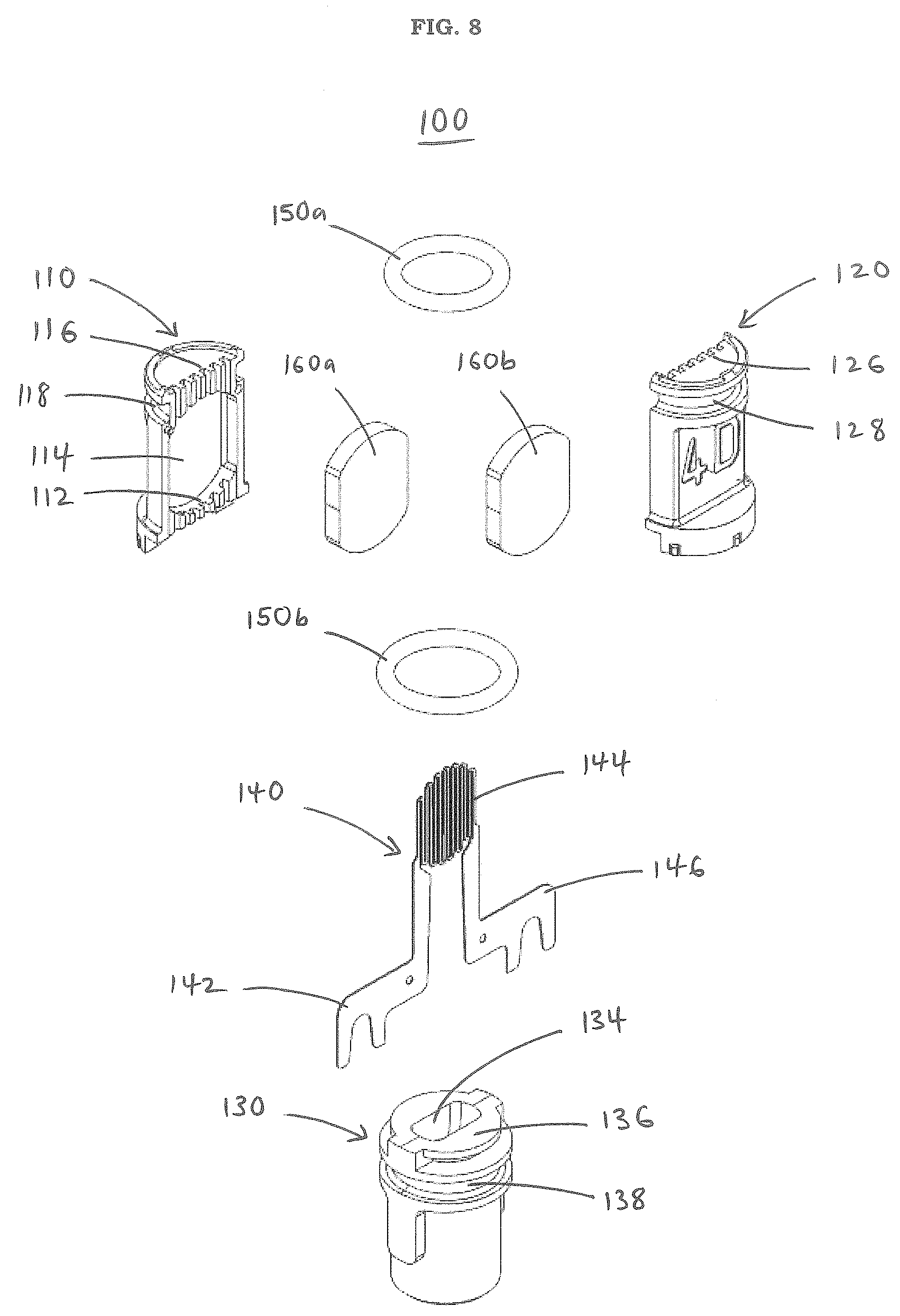 Patent US12610981 Figure 8 – Capsules including embedded heaters and heat-not-burn (HNB) aerosol-generating devices