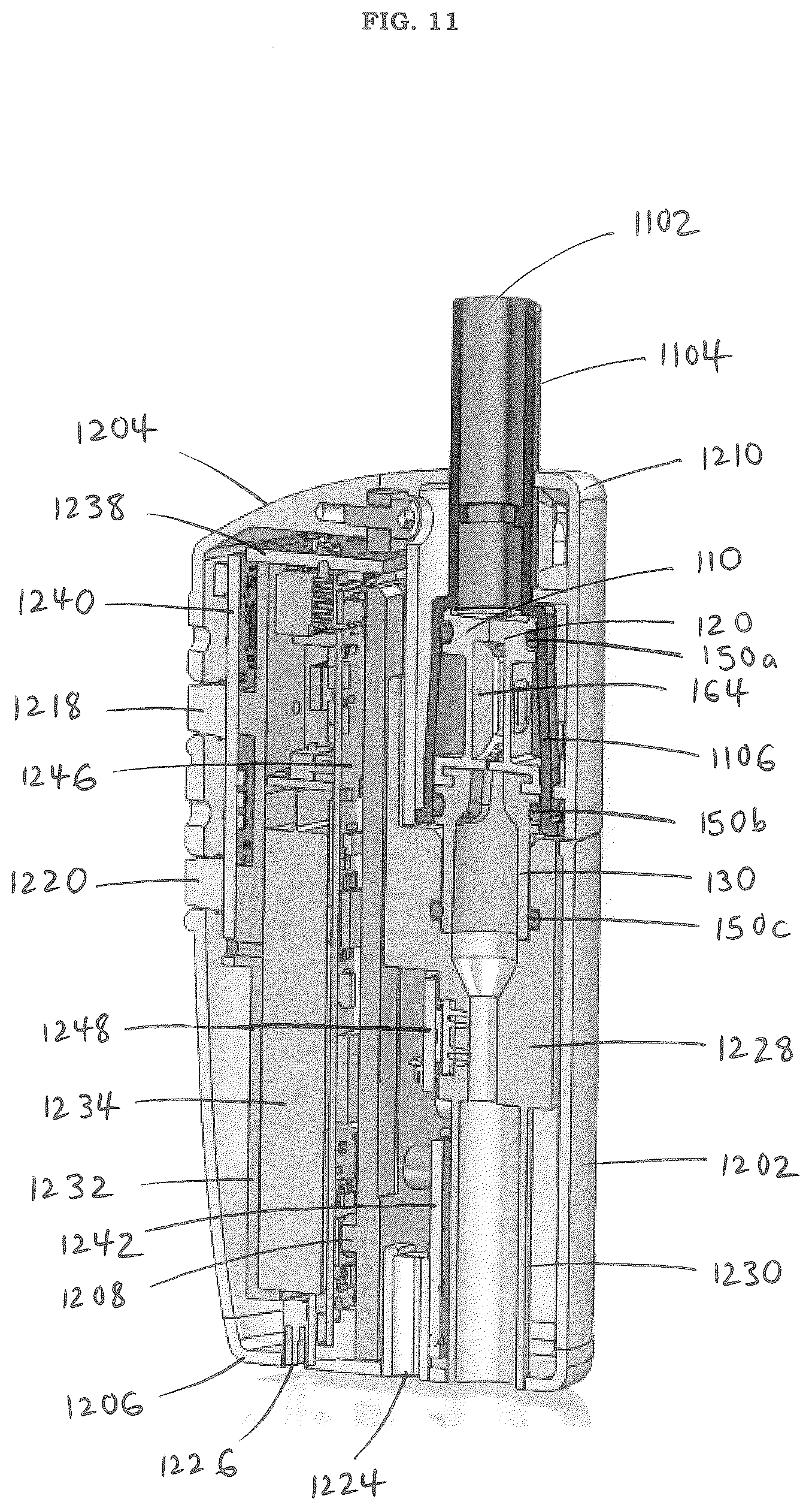 Patent US12610981 Figure 11 – Capsules including embedded heaters and heat-not-burn (HNB) aerosol-generating devices