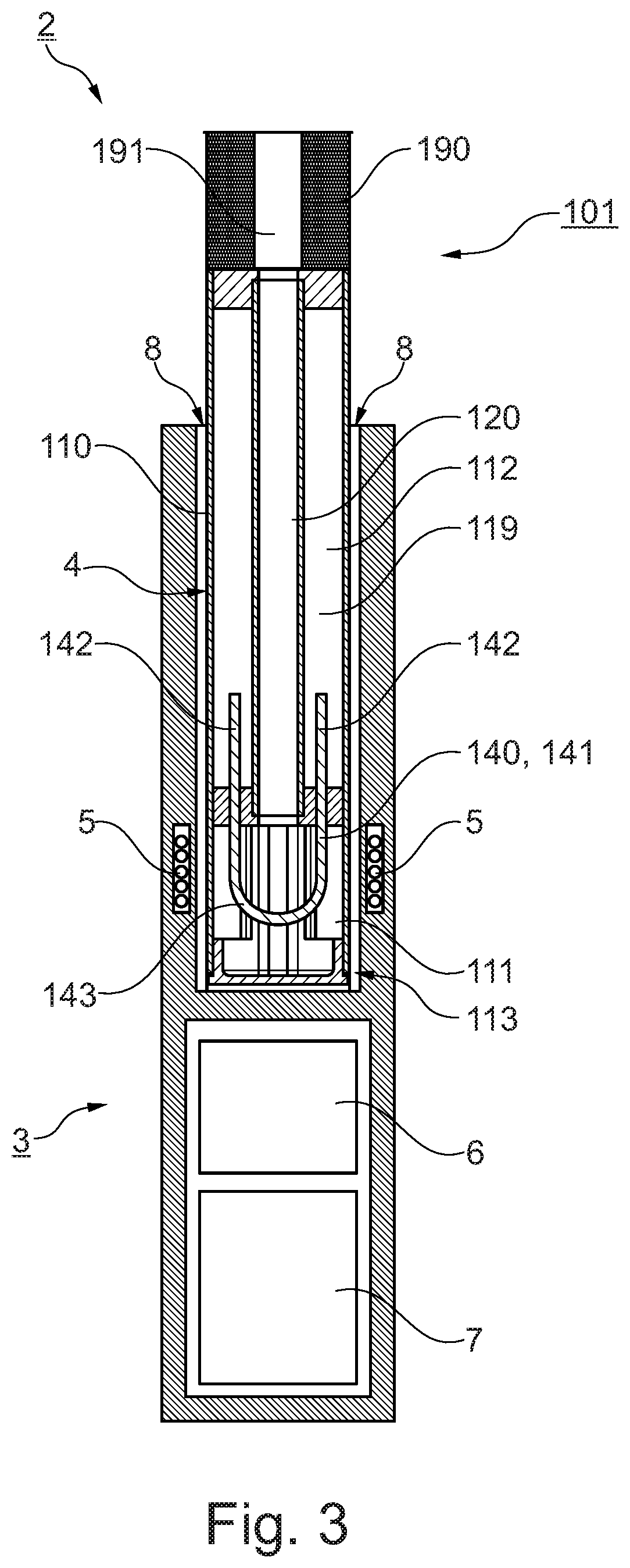 Patent US12610983 Figure 2 – Cartridge of a stick-shaped aerosol-generating article for use with an inductively heating aerosol-generating device