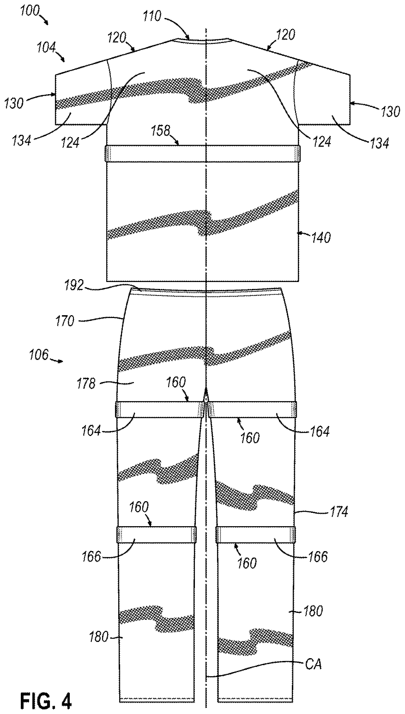 Patent US12610993 Figure 4 – Patient clothing system with integrated lifting features
