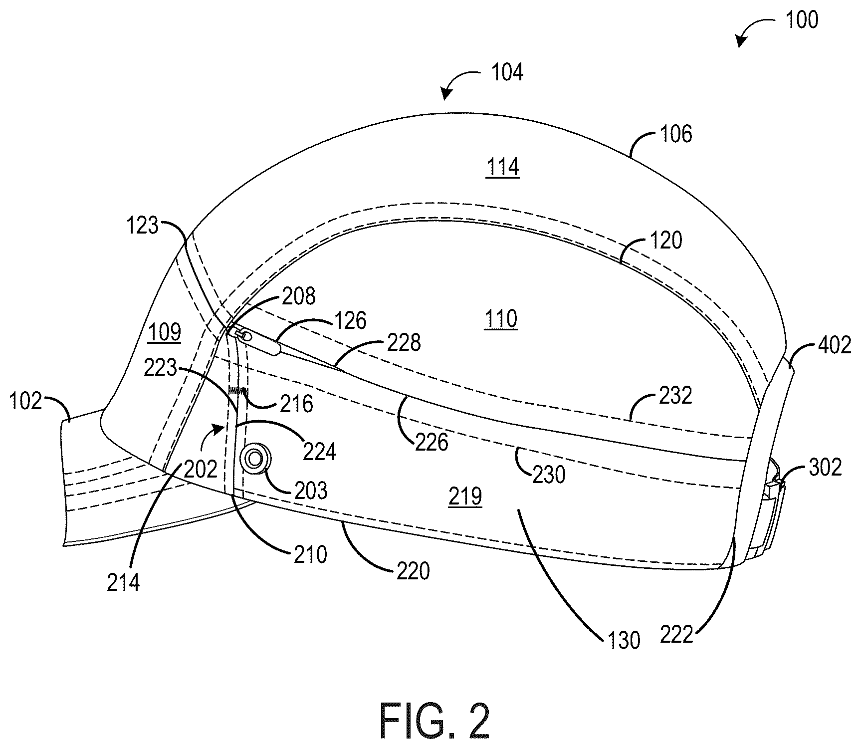 Patent US12610999 Figure 2 – Headwear with two-part deployable cape